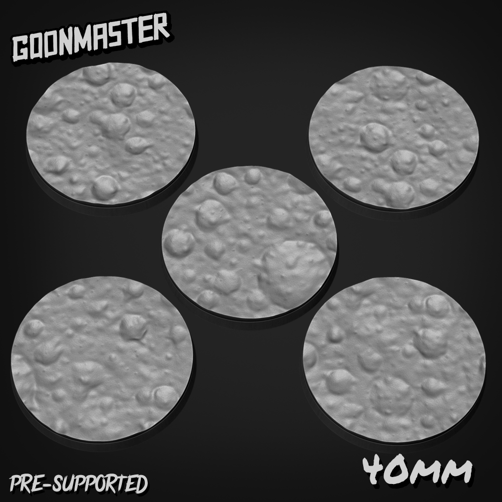 Moon Crater Floor Bases /Toppers 40mm Round x 5
