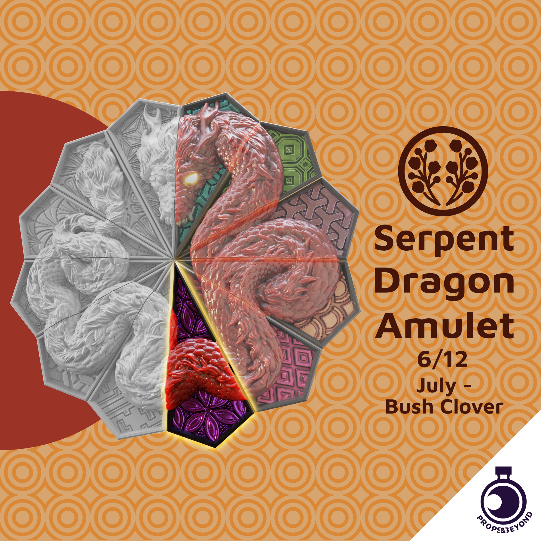 Serpent Dragon Amulet - Fumizuki - Bush Clover Shard - July