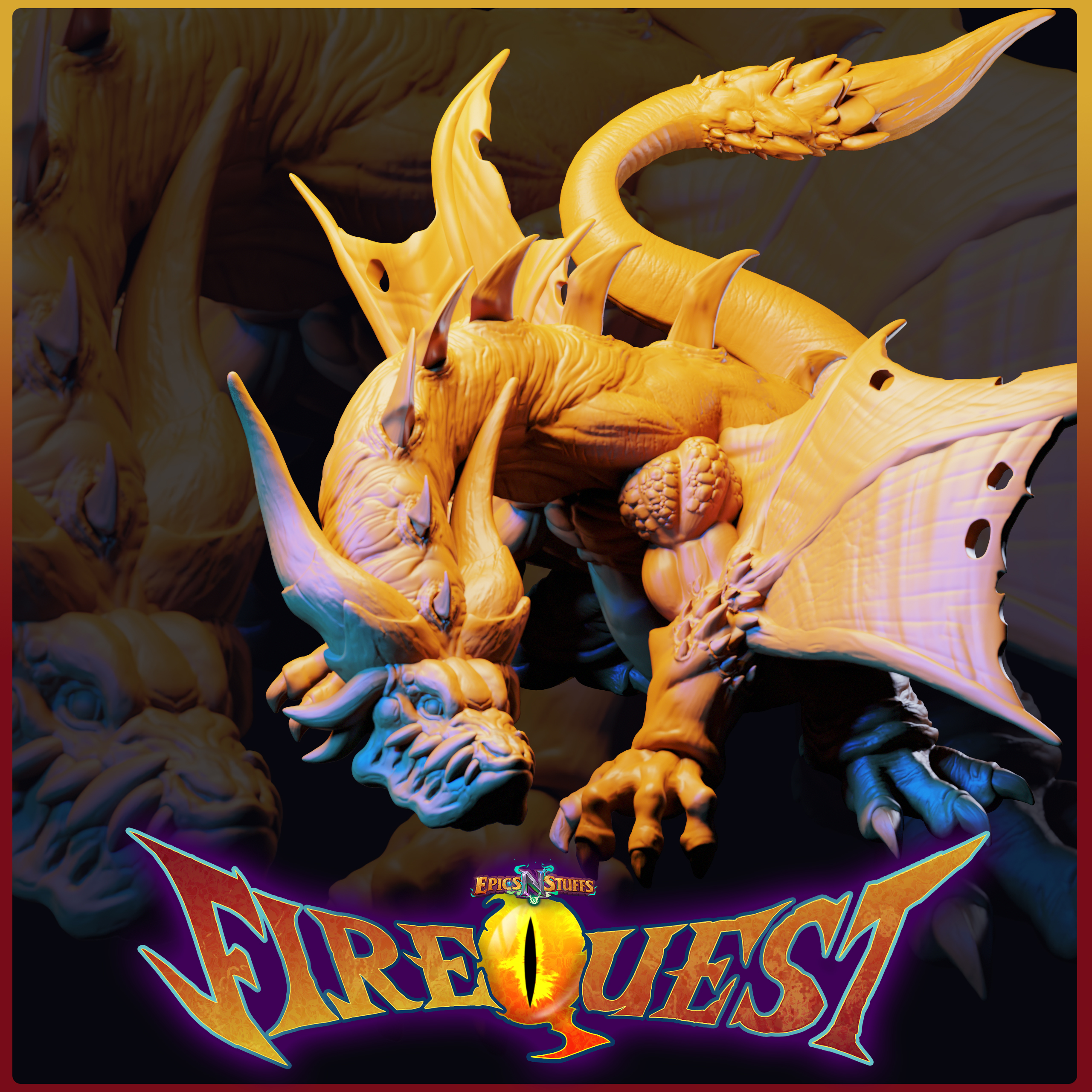 Ancient Dragon, Fire Quest Miniature - Pre-Supported