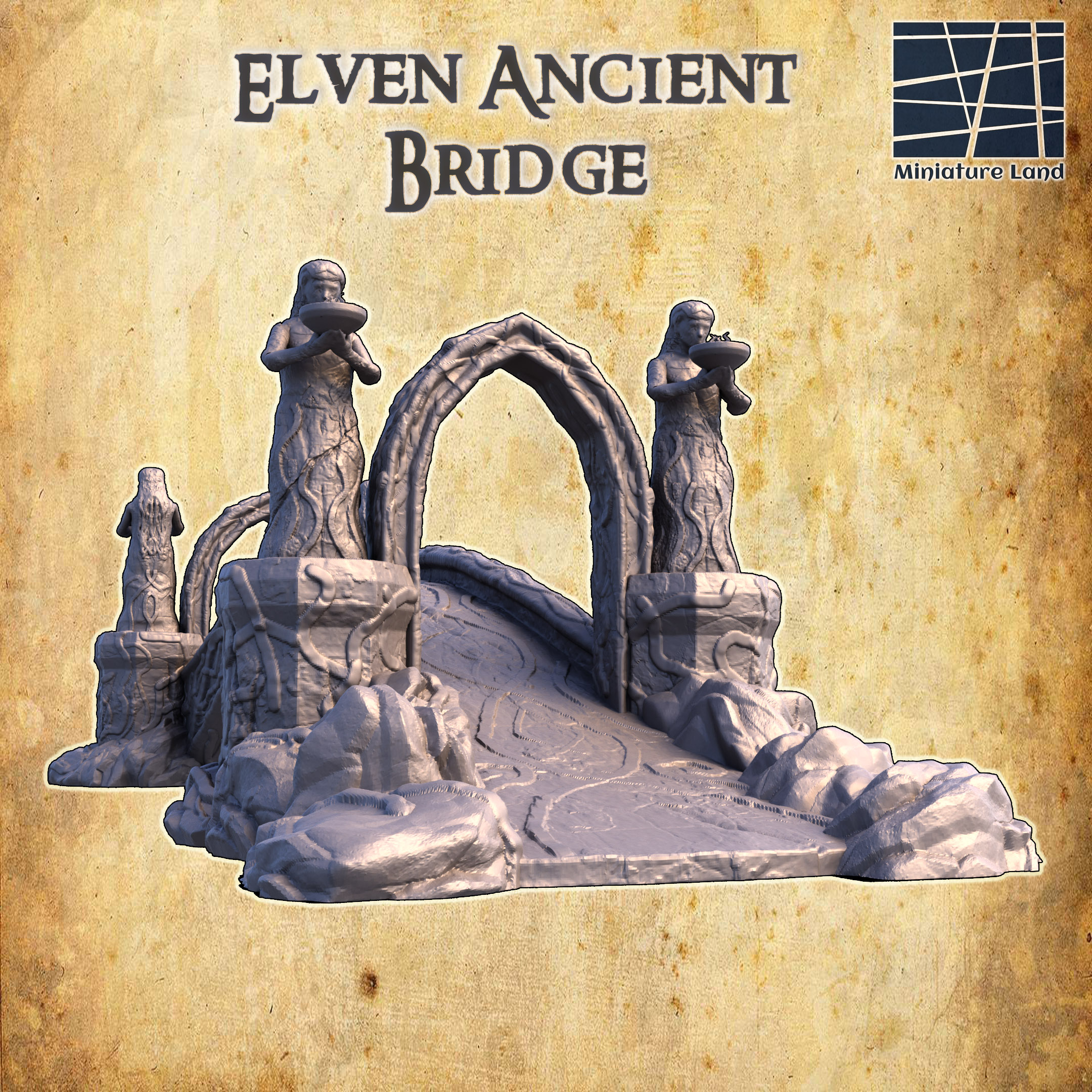 Elven Ancient Bridge - Tabletop Terrain - 28 MM