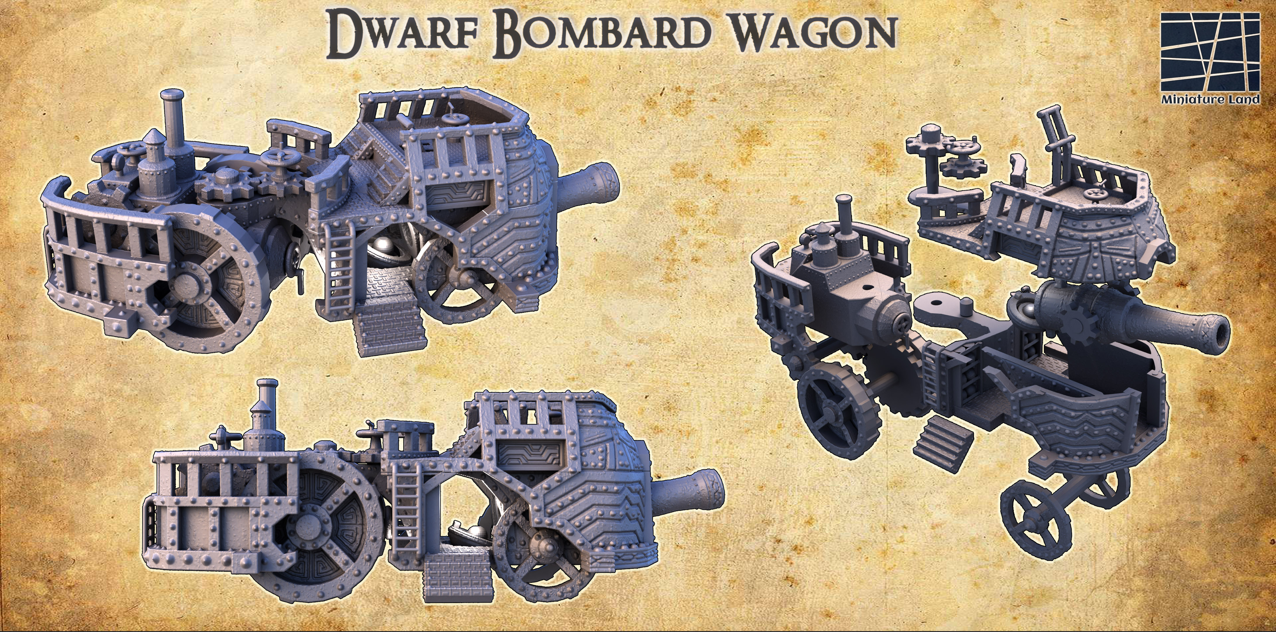 Dwarf Bombard Wagon - Tabletop Terrain - 28 MM