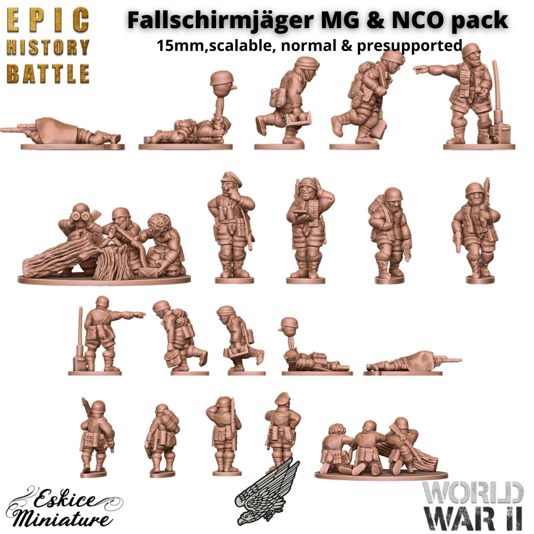 FSJ Fallschirmjäger with MG and NCO pack - 15mm for EHB