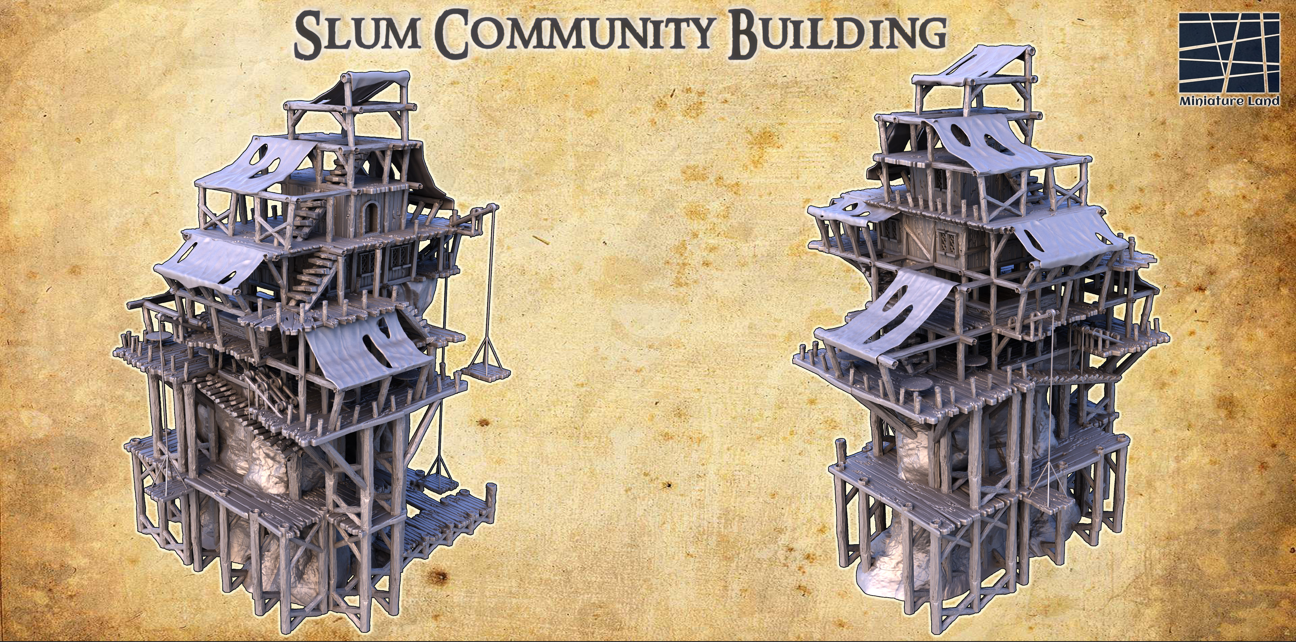 Slum Community Building - Tabletop Terrain - 28 MM
