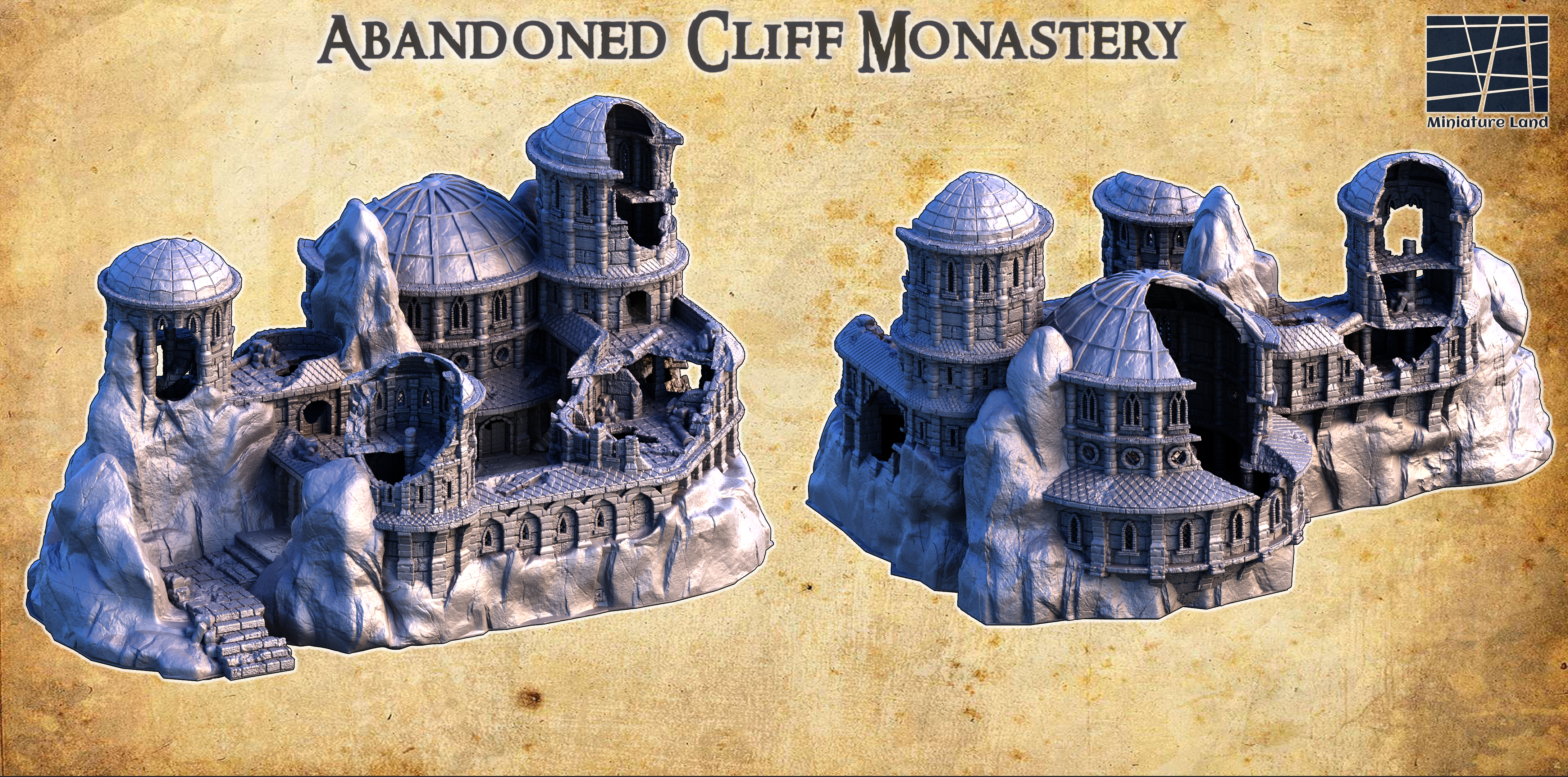 Abandoned Cliff Monastery - Tabletop Terrain - 28 MM