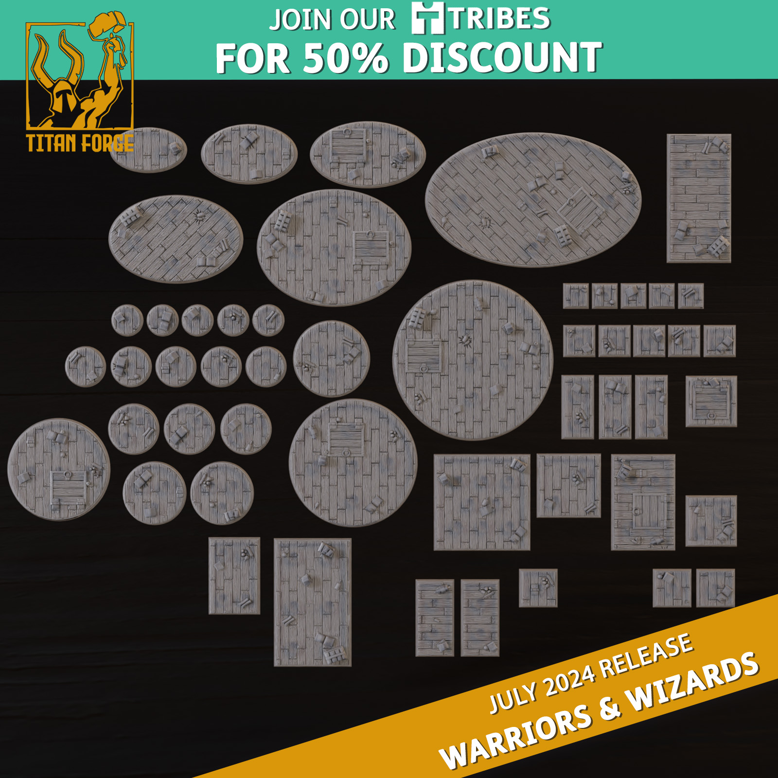 Bases - Warriors and Wizards - Titan Forge Miniatures July 2024