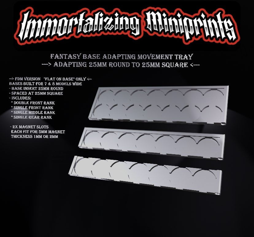Base Adapting Movement Tray 25mm Round to 25mm Square 7x & 8x