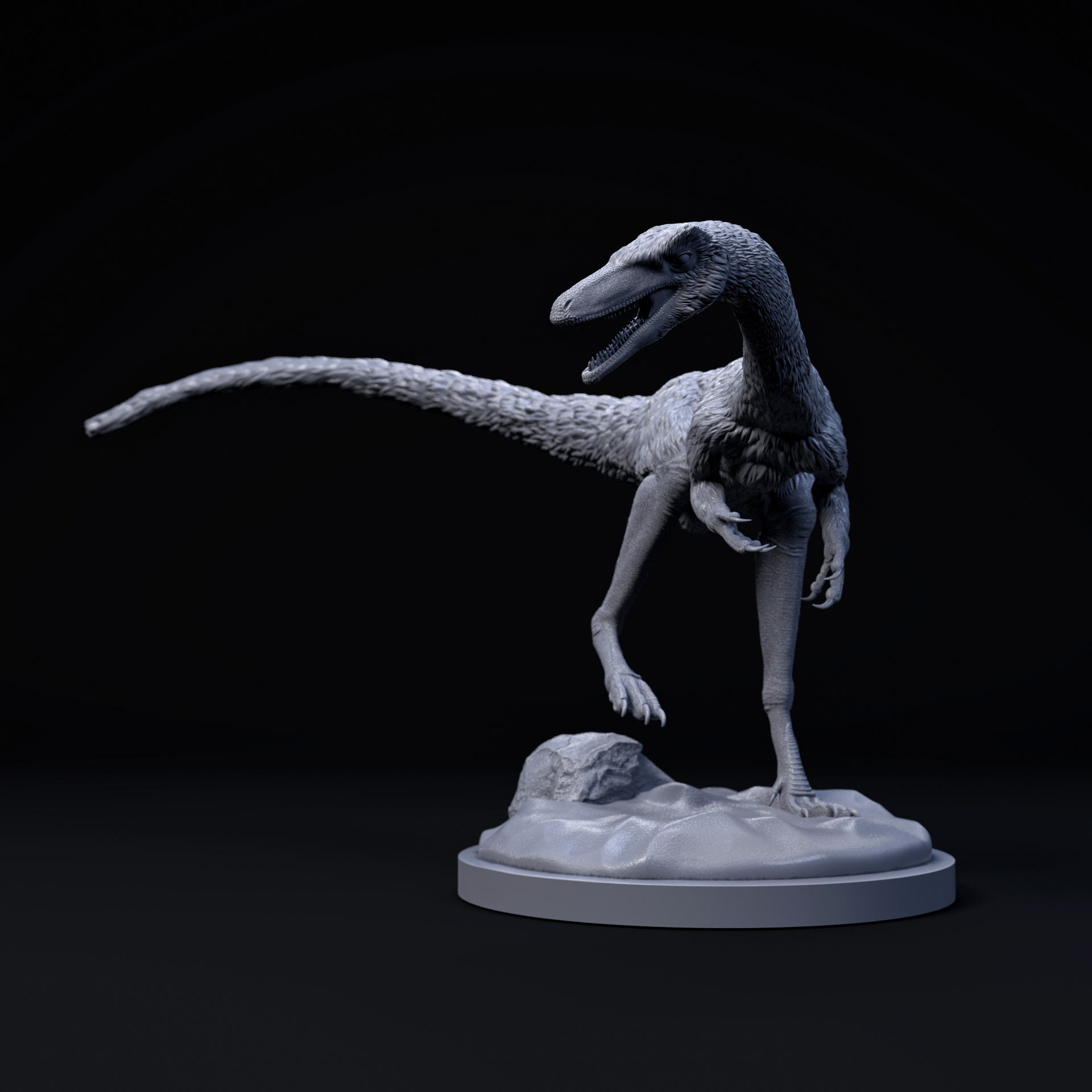 Compsognathus surprised 1-6 scale pre-supported dinosaur