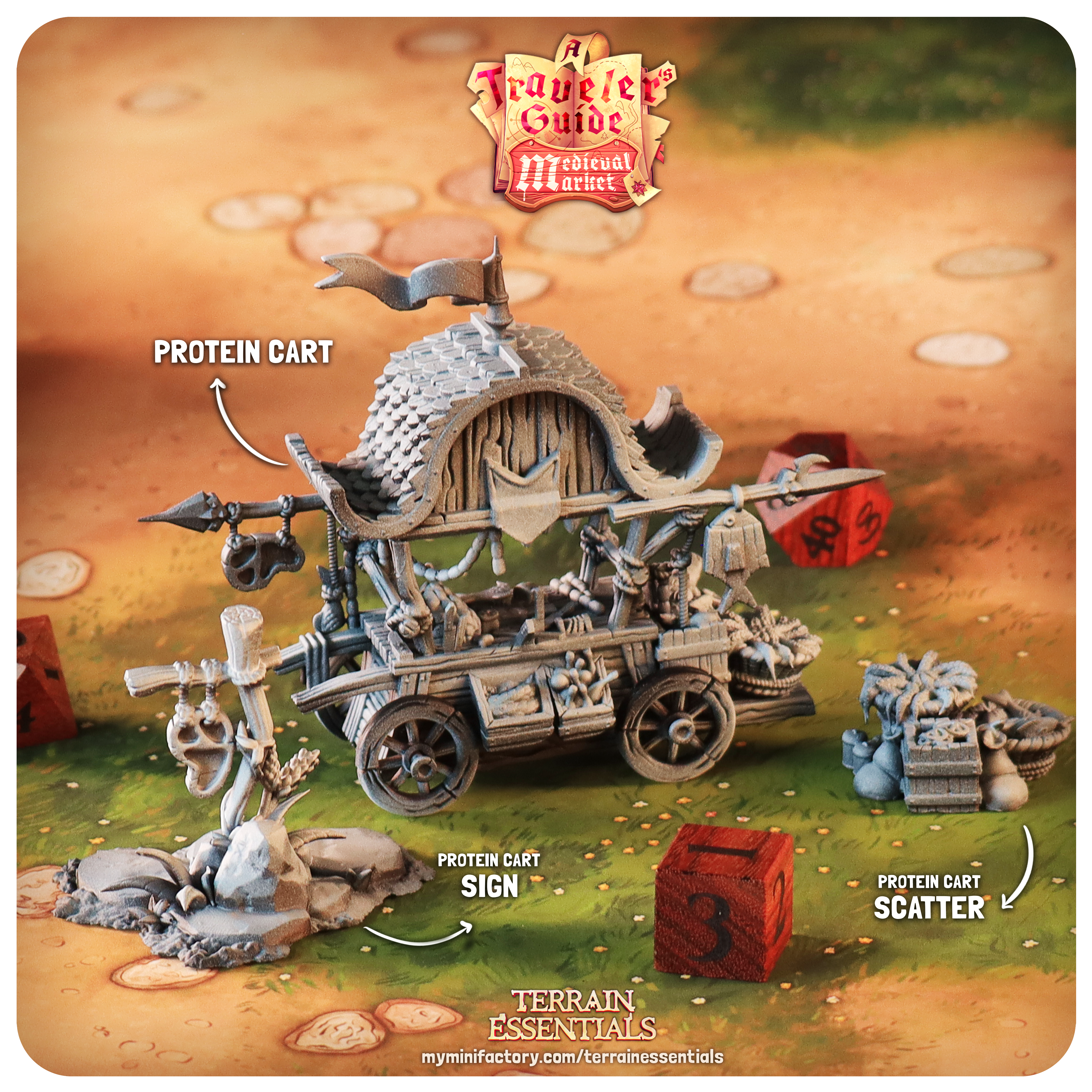 Medieval Market Terrain - Protein Cart (Pre-Supported)