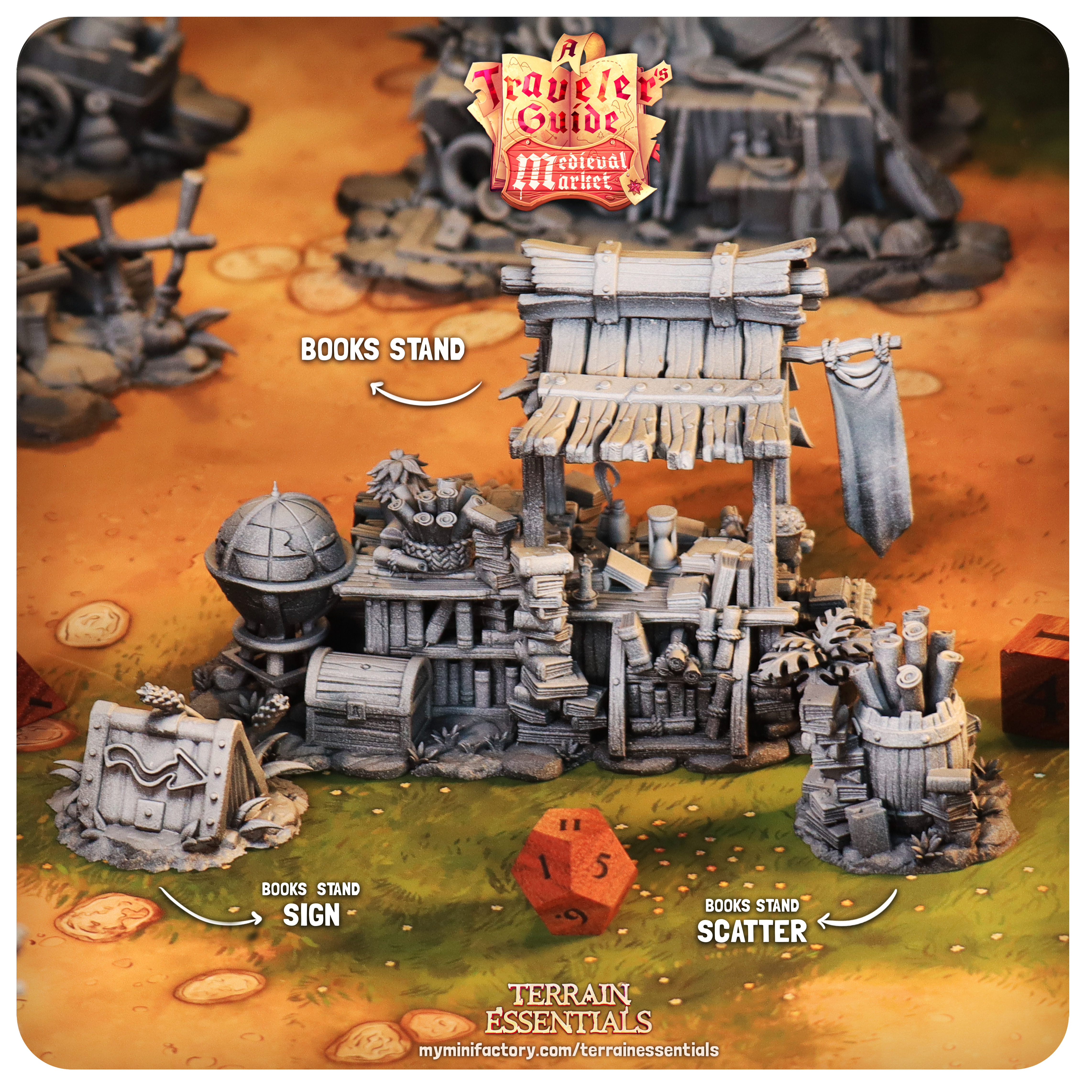 Medieval Market Terrain - Books Stand (Pre-Supported)