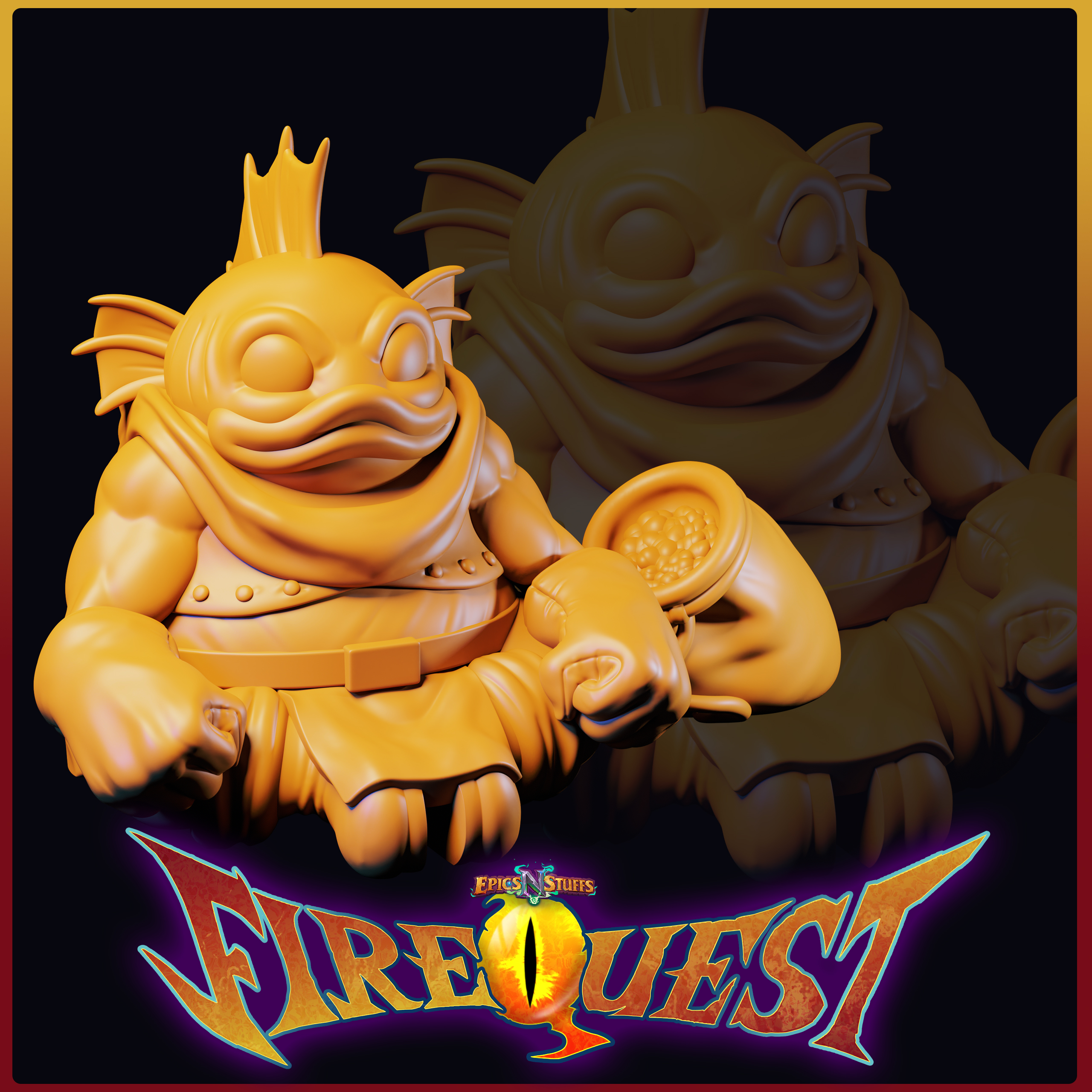Fishman, Fire Quest Miniature - Pre-Supported