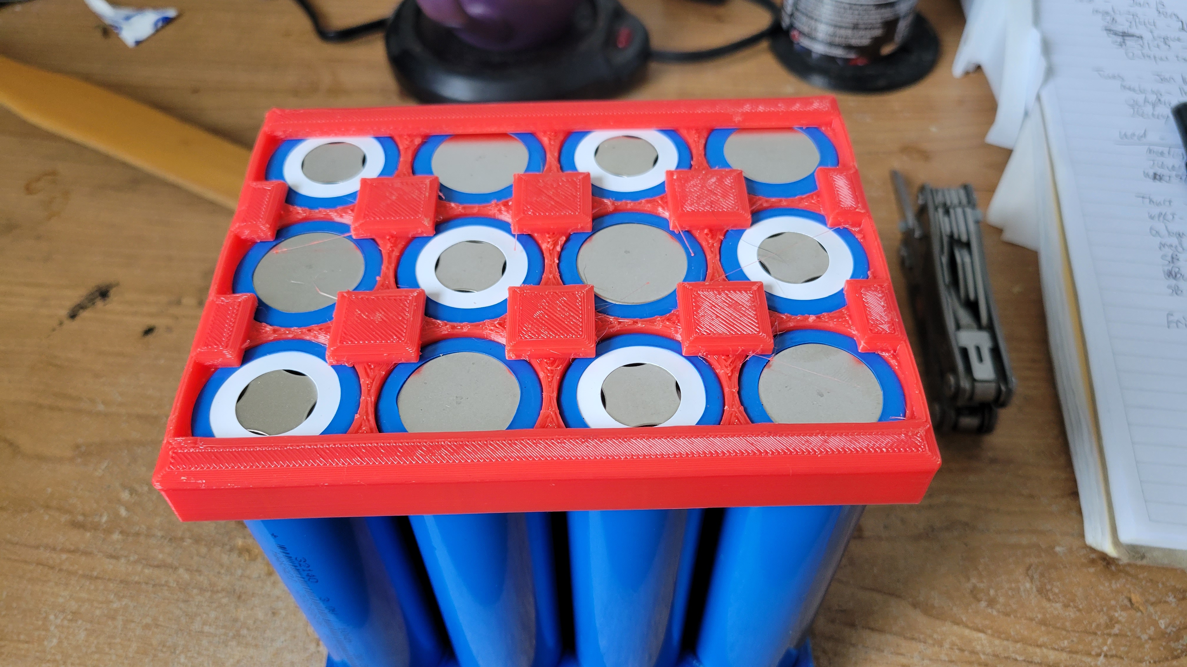 Tray/Jig For Twelve 32140 Battery Cells For DIY Battery Packs