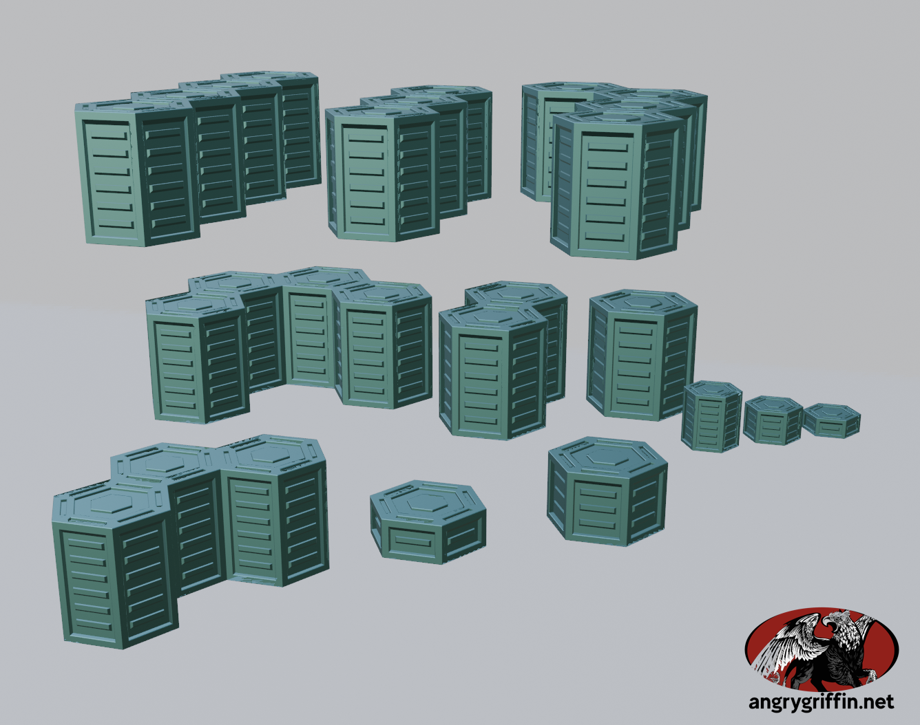 Wargaming Scatter Terrain Set – Hexagonal Cargo Containers