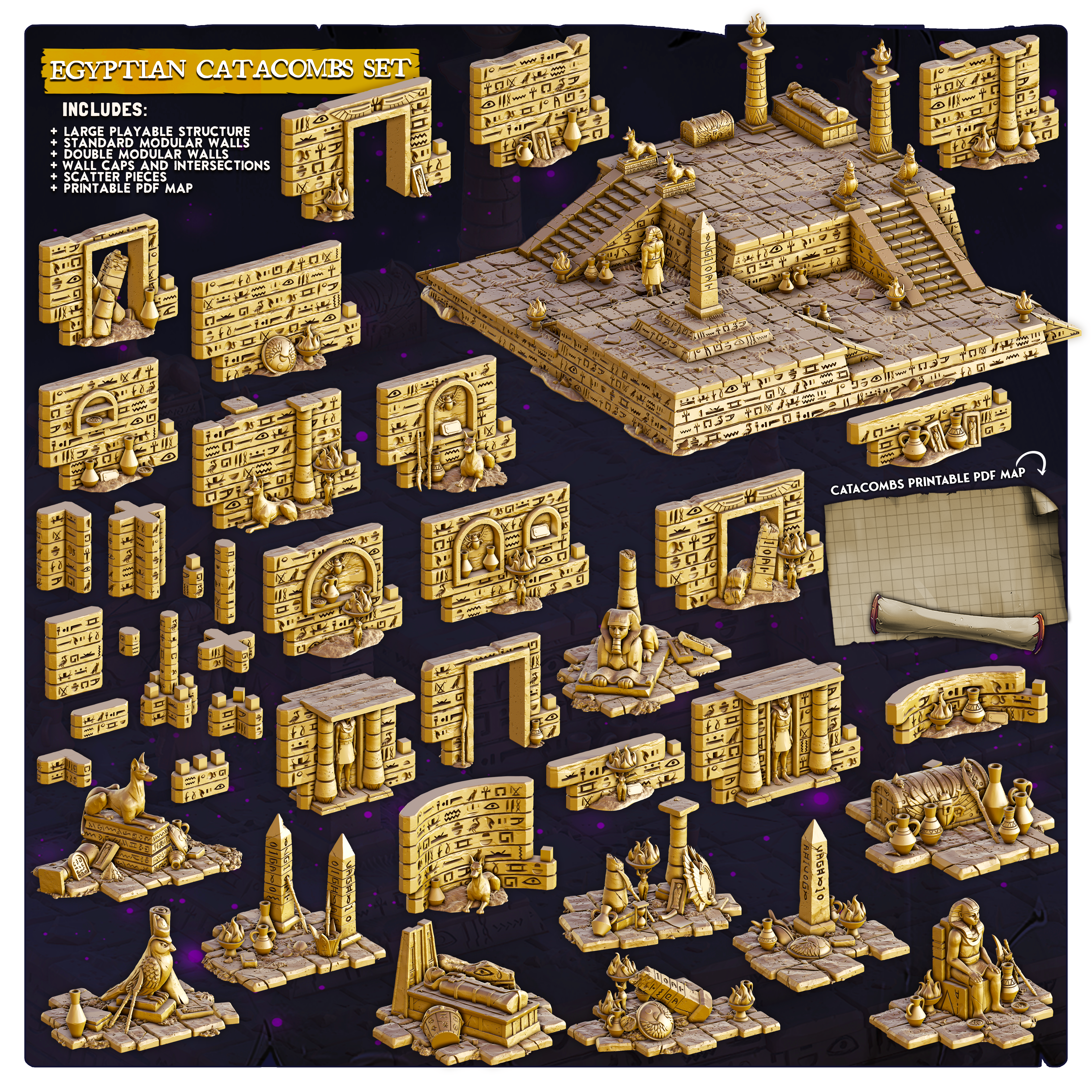 Egyptian Catacombs Set (Pre-Supported) - Terrain Essentials | Cast n Play