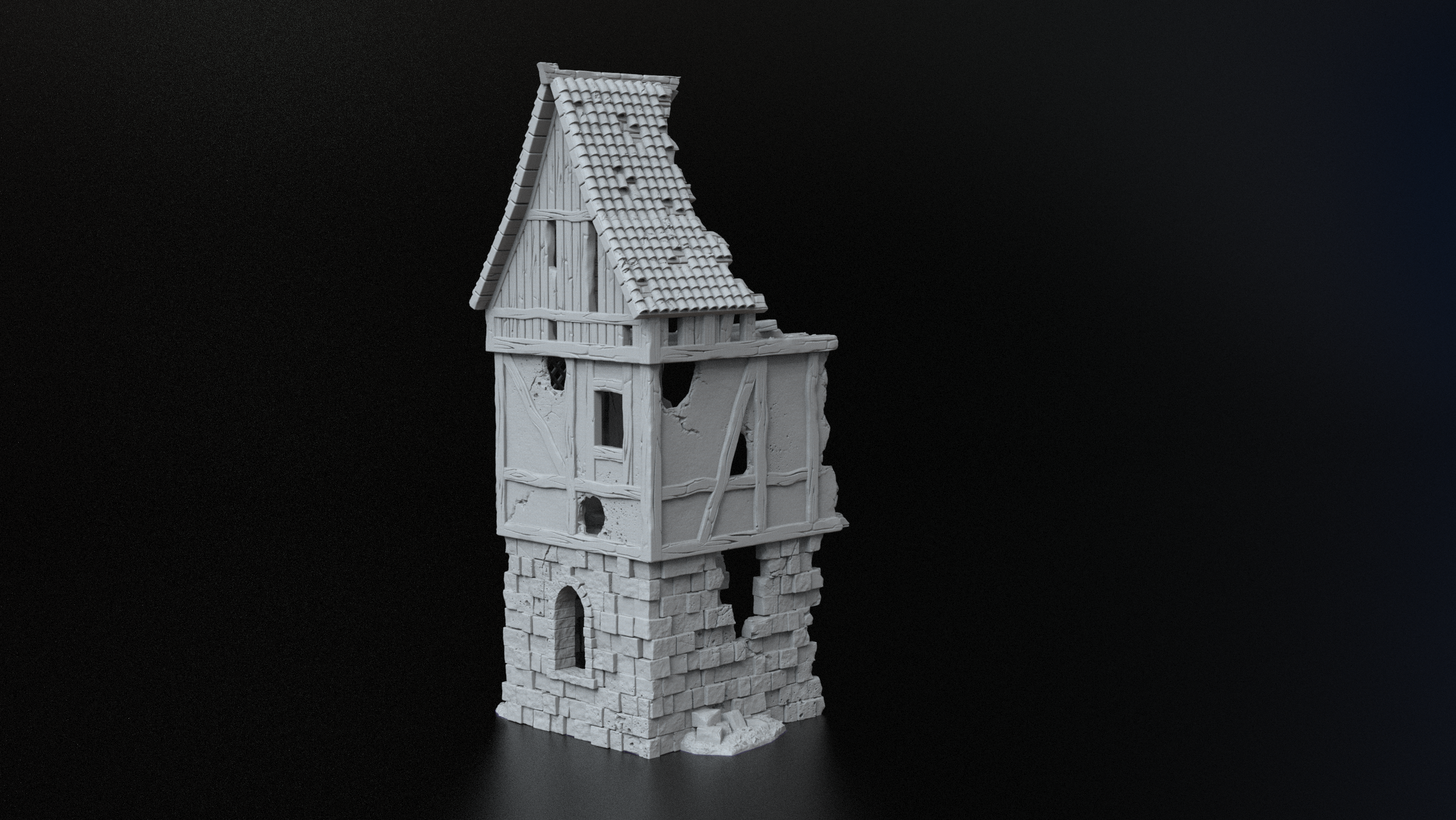 Stones & Half-timbered damaged Mansion