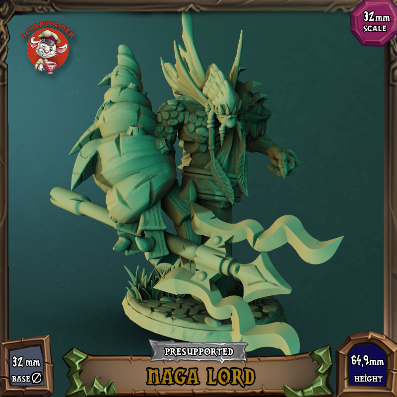 Naga Lord - 32mm scale pre-supported miniature