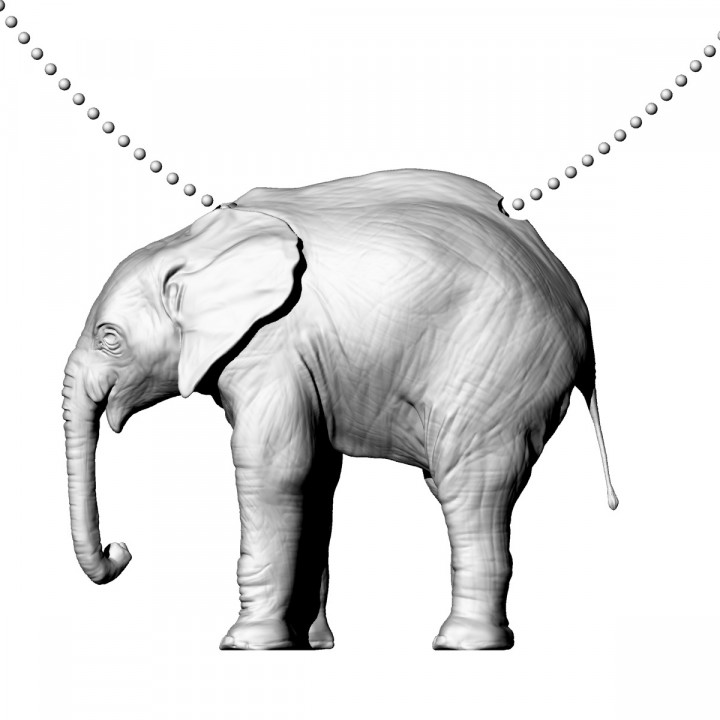 Elephant Pendant STL – Realistic Animal Jewelry – 3D Printable Necklace Char