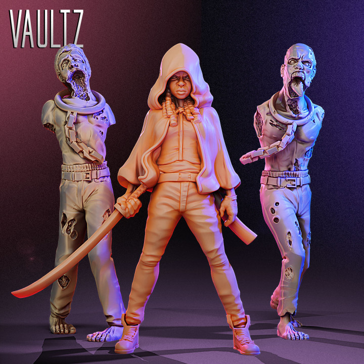 Samurai Woman Hooded + Zombies