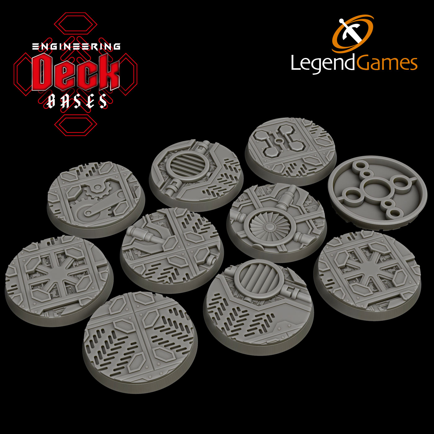 LegendGames 40mm Engineering Deck Bases - Round magnetised Sci-Fi