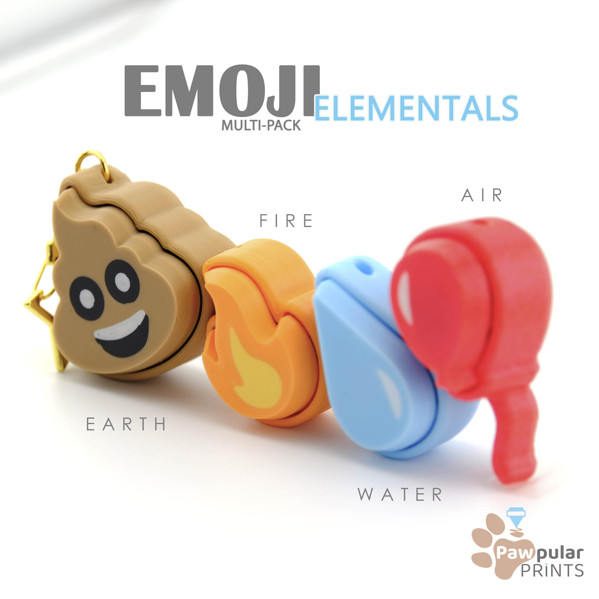 The 4 Elements, Multi-Pack - Fidget Keychain [Private Use Only]