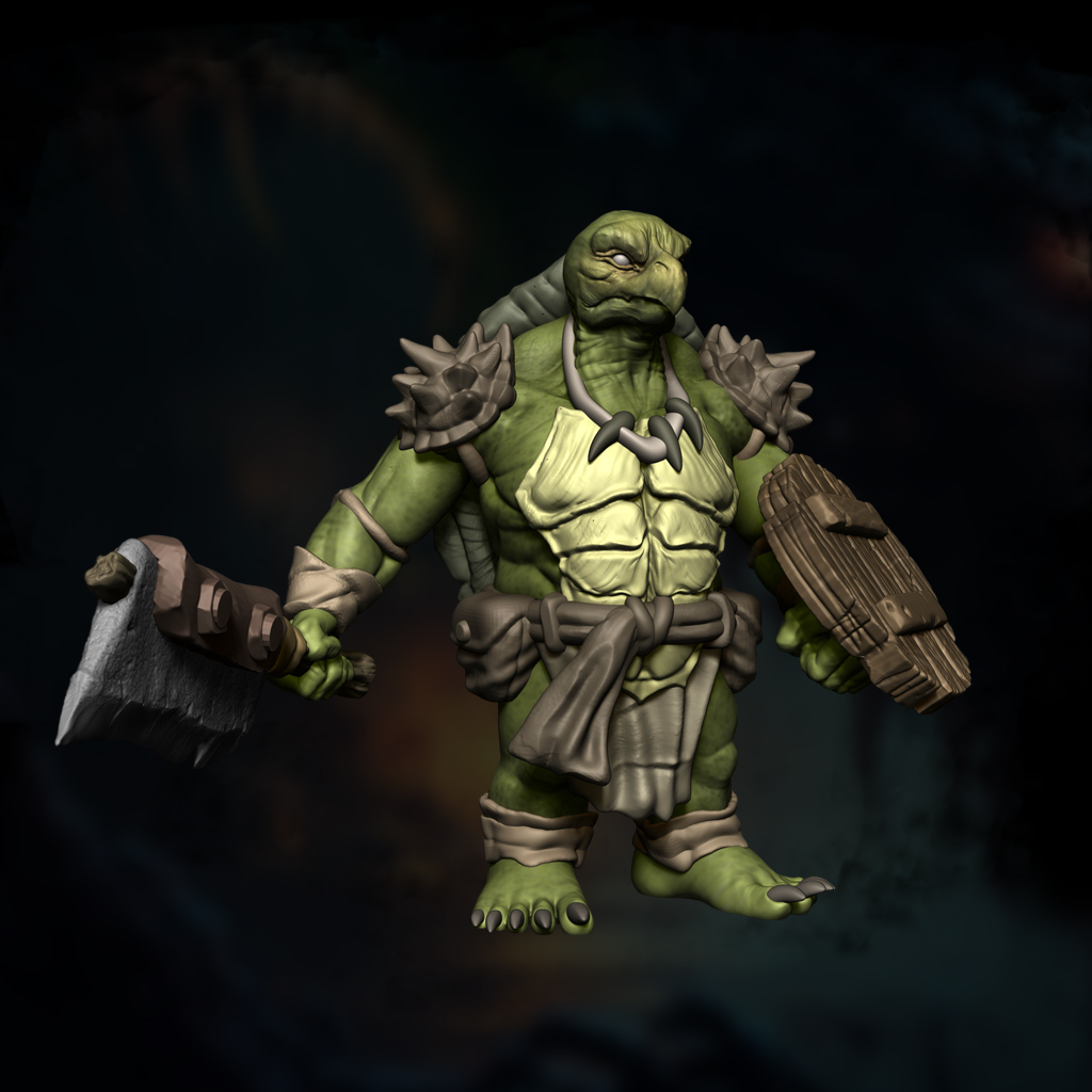 Tortle | Turtle Folk | Shell Humanoid Wanderer | DnD 5e STL Miniature | 32mm Resin