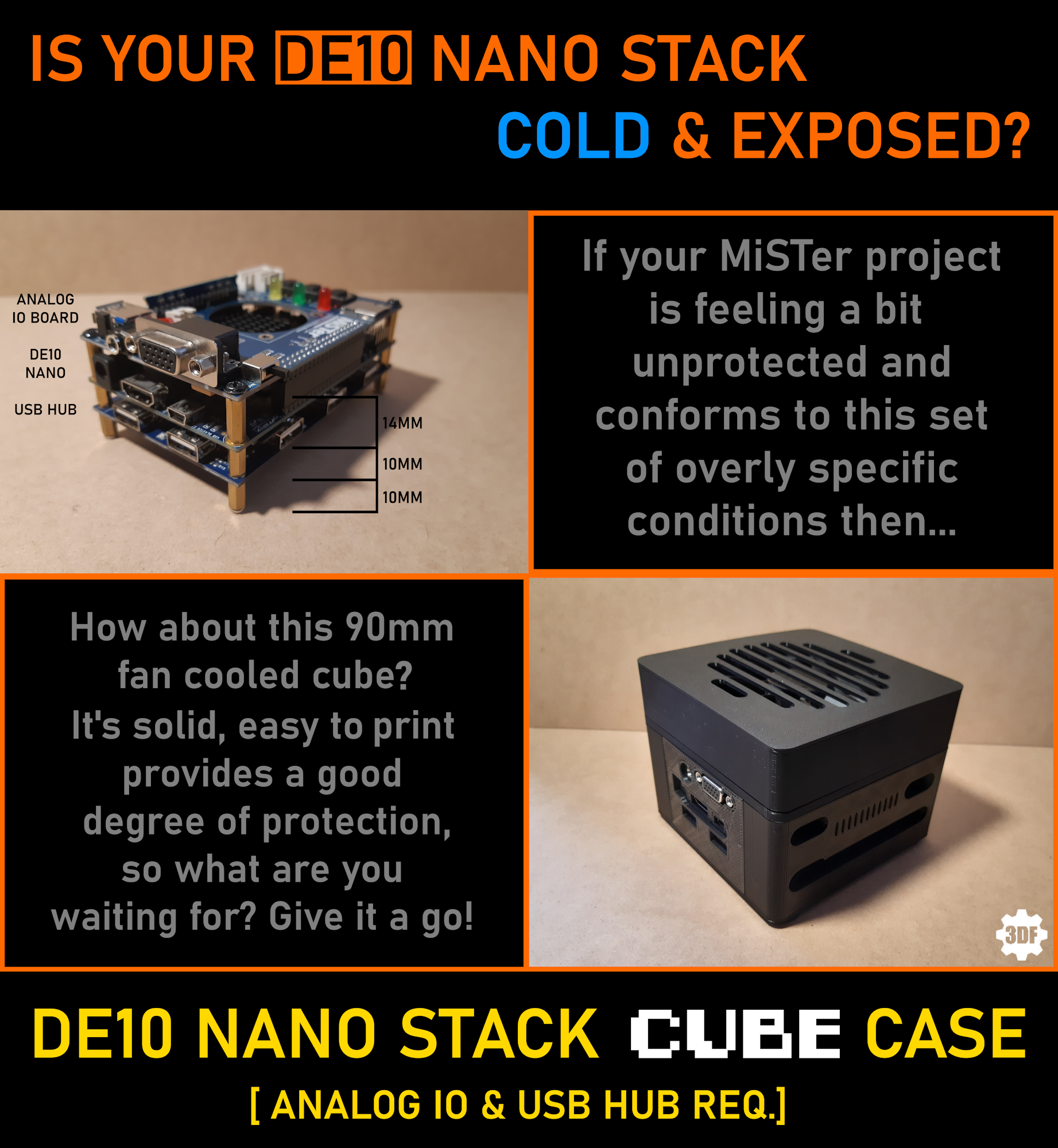 DE10 Nano stack - MiSTer project CUBE case.