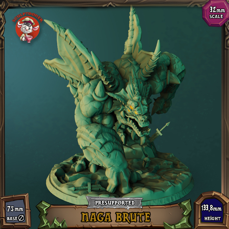 Naga Brute - 32mm scale pre-supported miniature