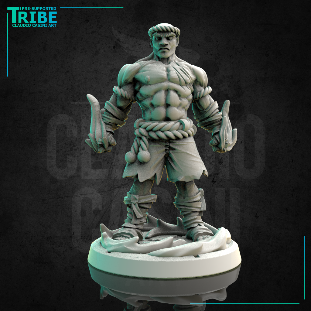 (0240) Male human elf firbolg tiefling half orc muay thai fighter monk shaolin