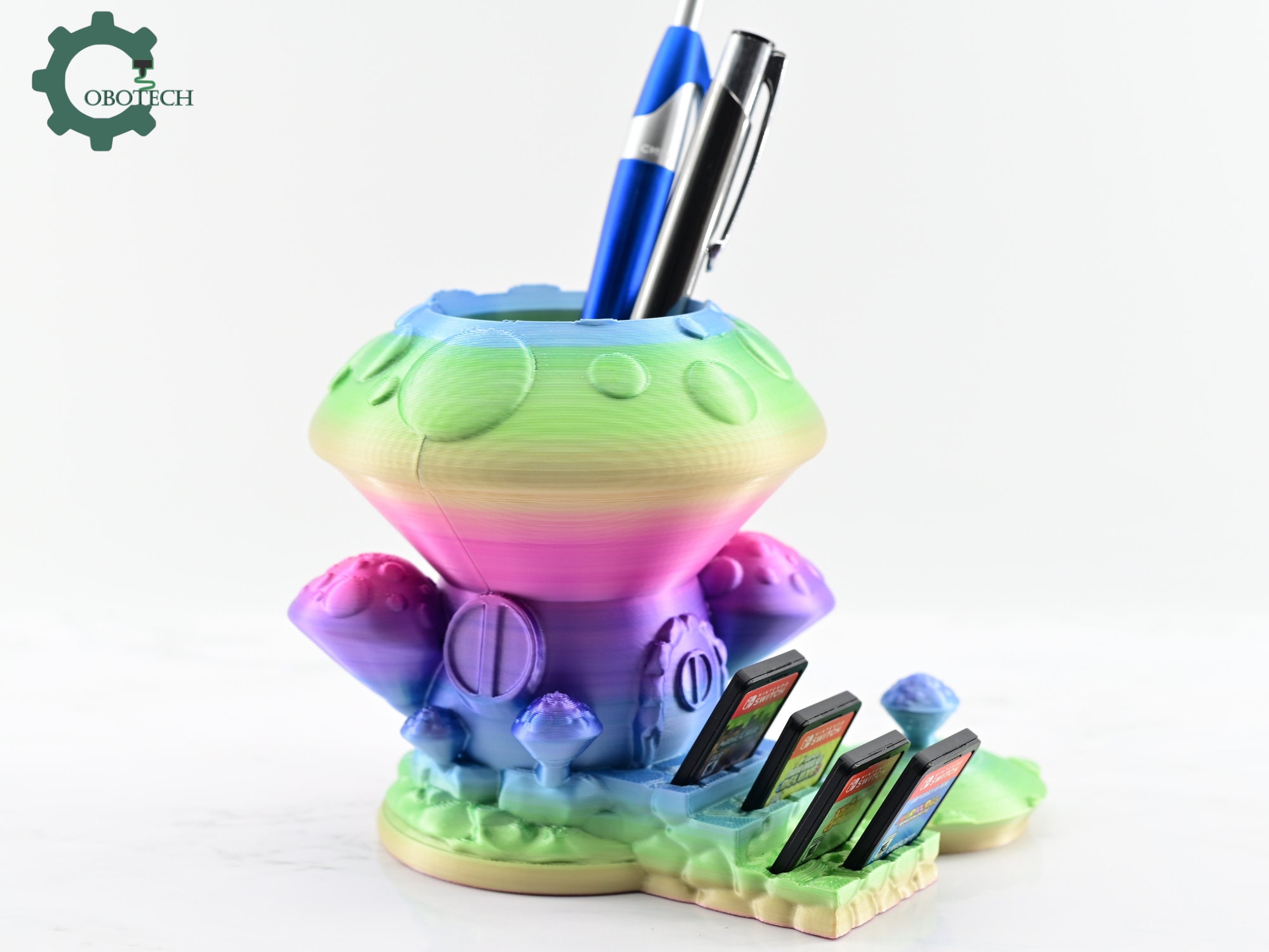 MUSHROOM HOUSE SWITCH GAME CARD AND PEN HOLDER - GAMING DESK ACCESSORY, GAME CARD ORGANIZER, HOME DECOR, COOL GIFT
