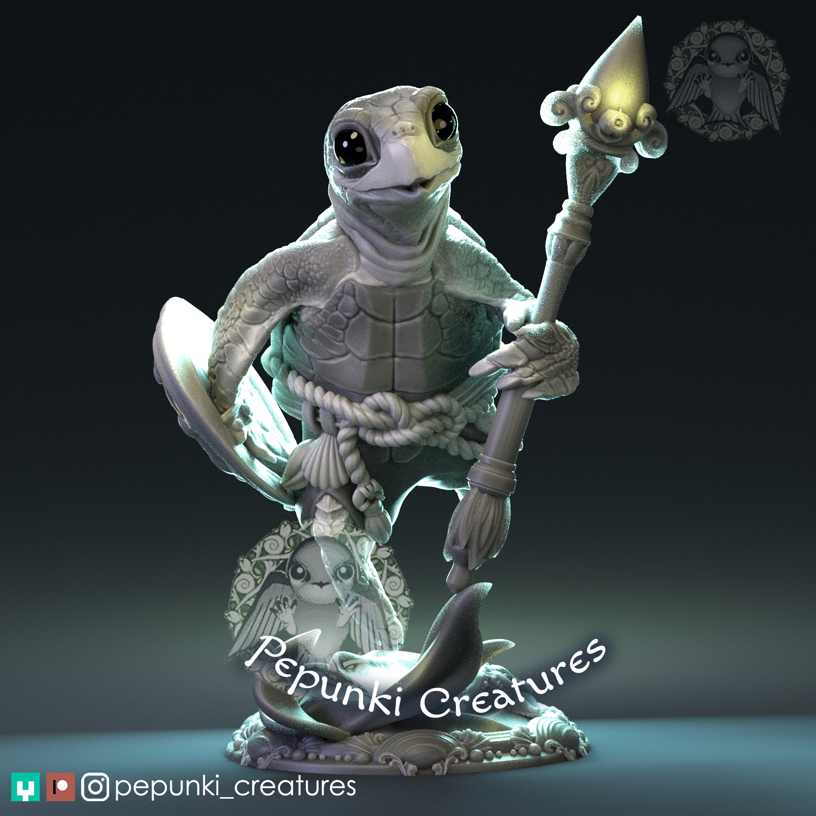 Sea Turtle with a spear