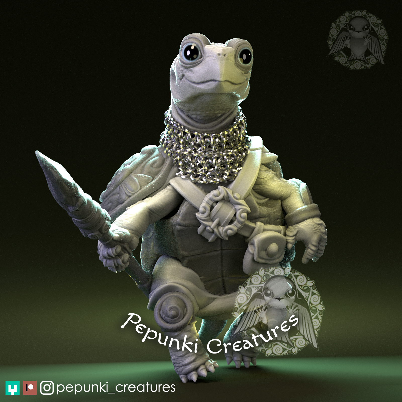 Land Turtle with a spear