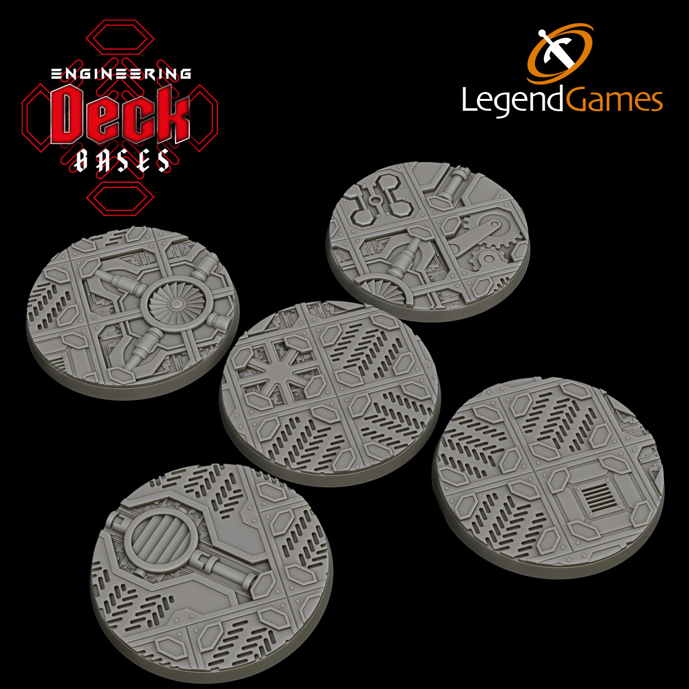 LegendGames 60mm Engineering Deck Bases - Round magnetised Sci-Fi