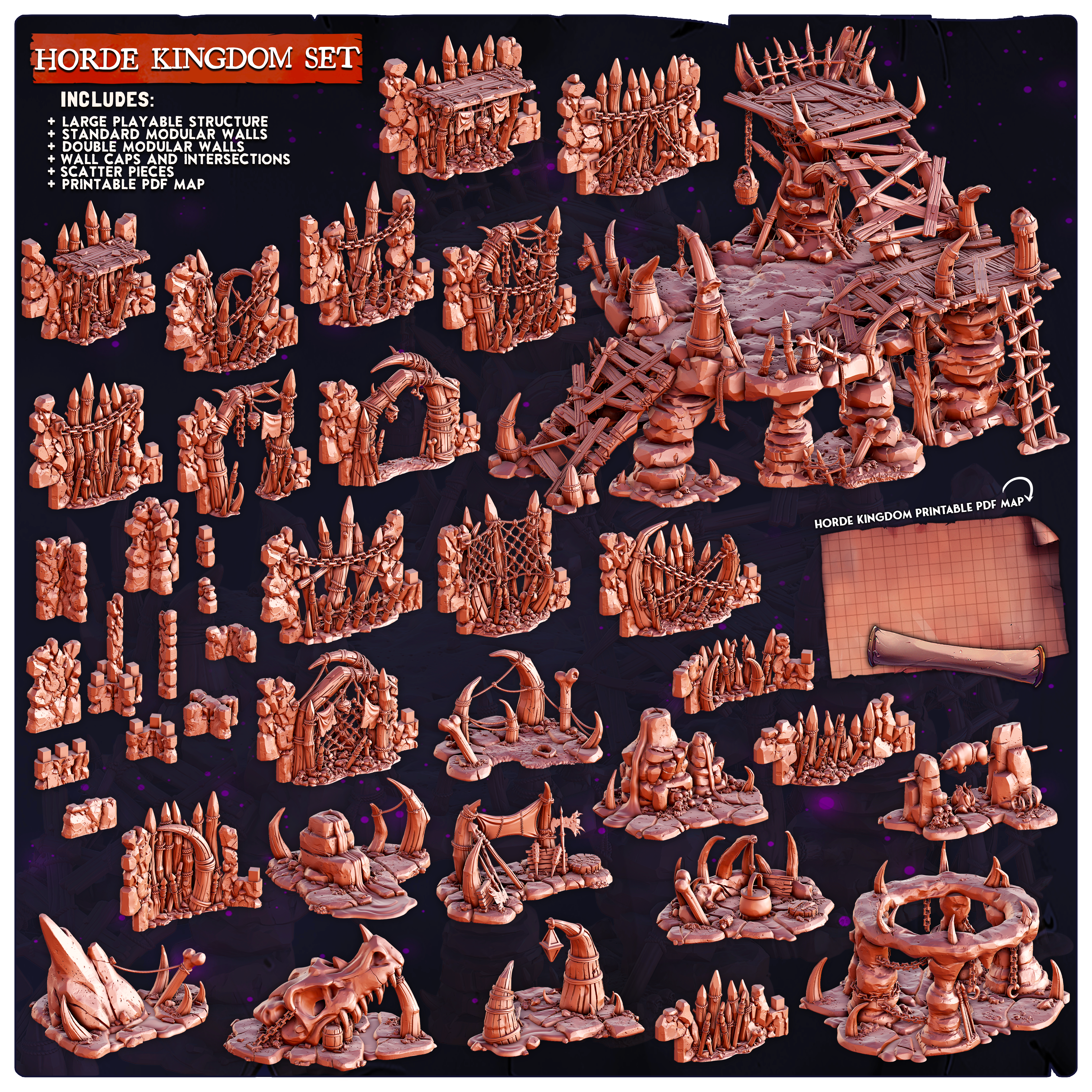 Horde Kingdom Set (Pre-Supported) - Terrain Essentials | Cast n Play