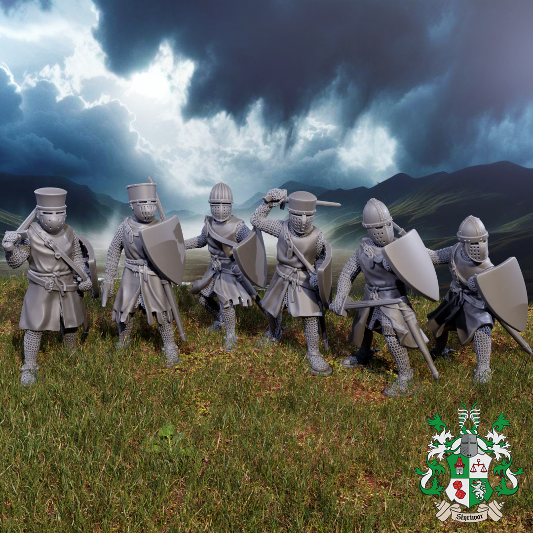 12th-13th Century Foot Knights with Enclosed Helmets