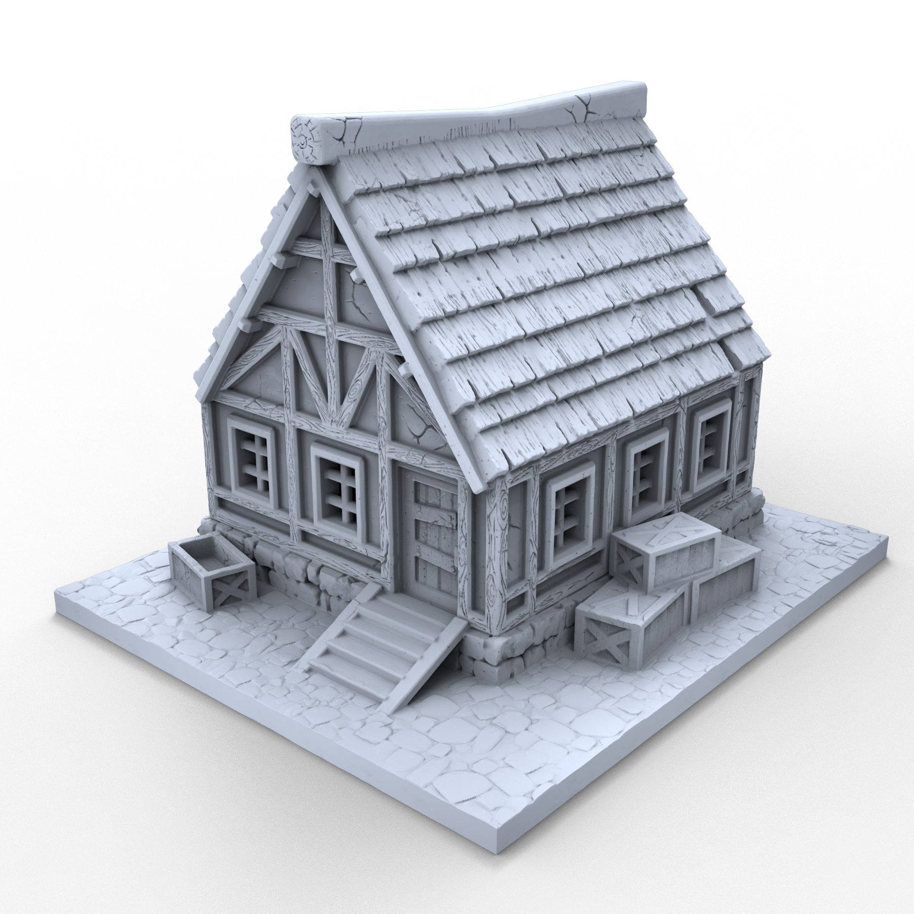 Half Timbered House on small degrees stone based