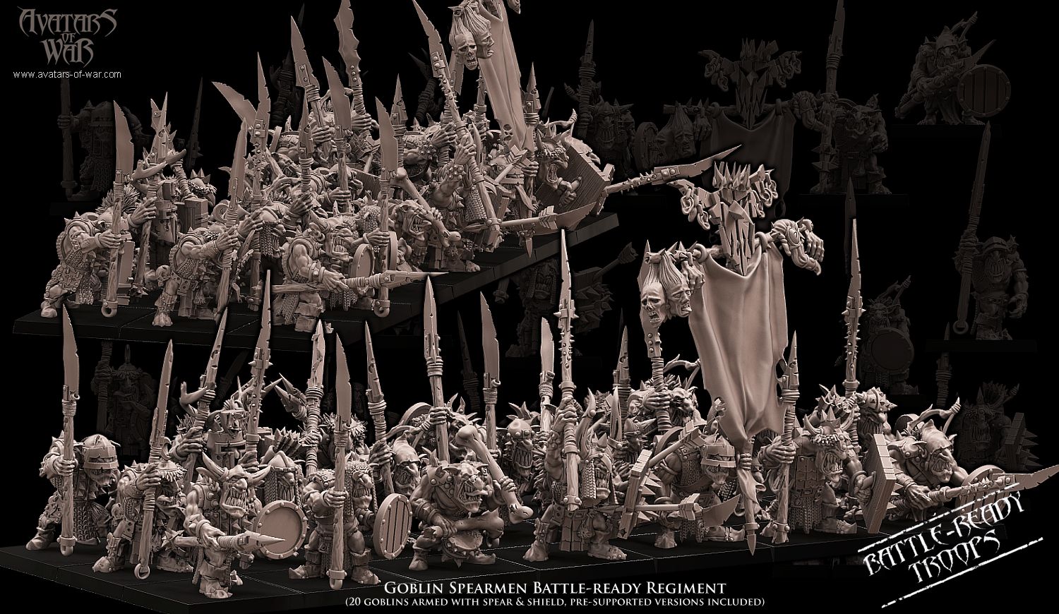 Goblin Spearmen Battle-Ready regiment (20 Goblins)