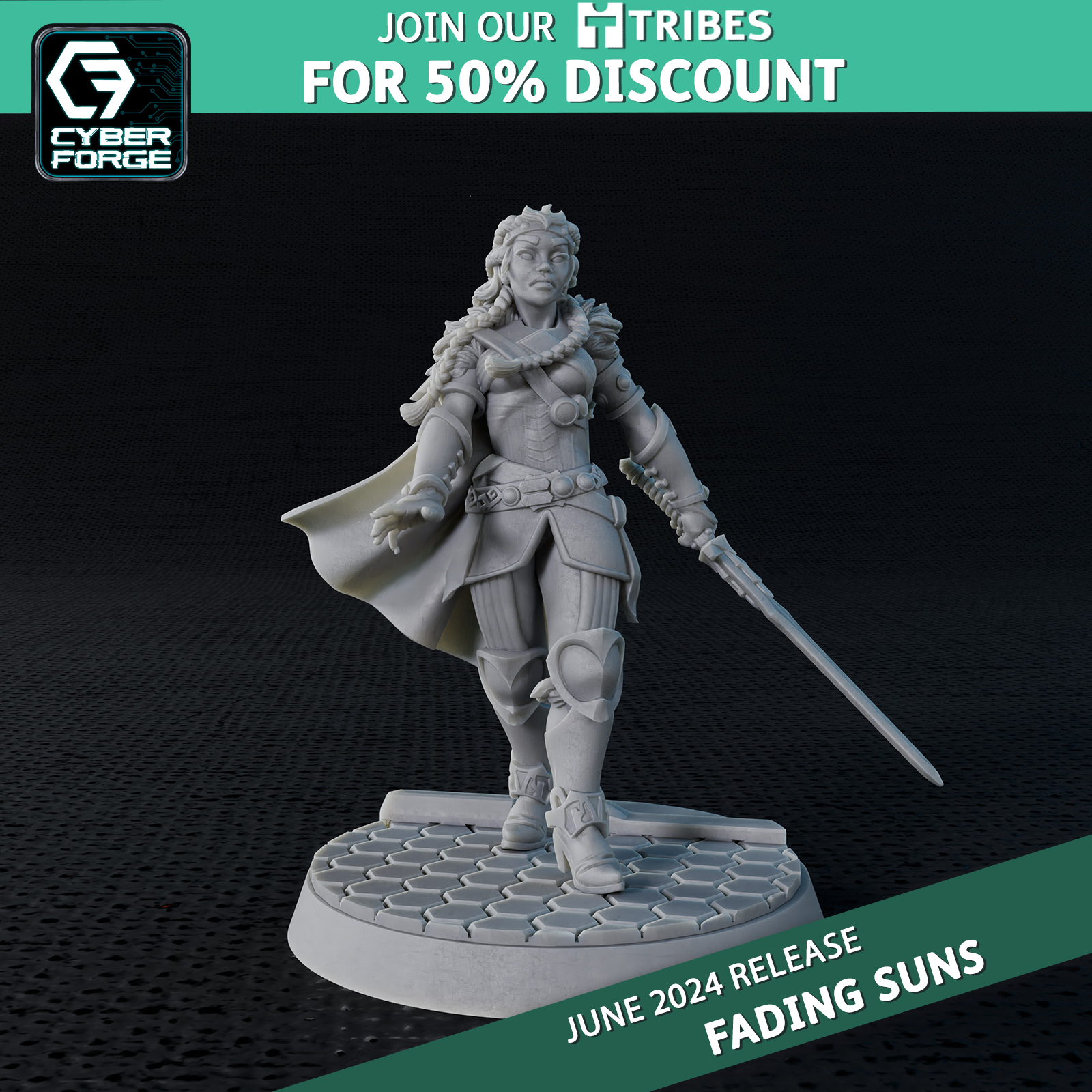 Barbarian Queen - Fading Suns - Cyber Forge Miniatures June 2024