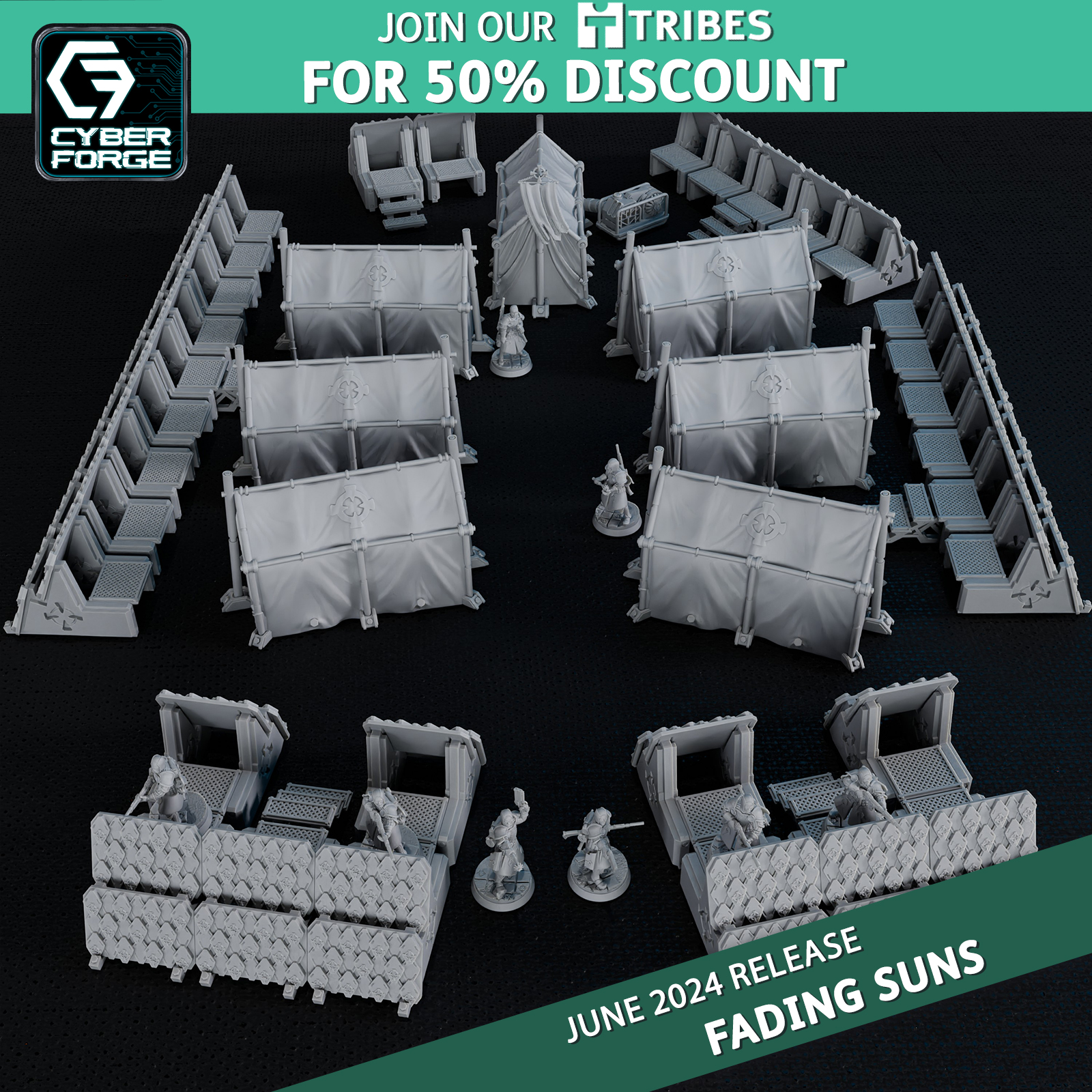 Auxiliary Camp Terrain - Fading Suns - Cyber Forge Miniatures June 2024