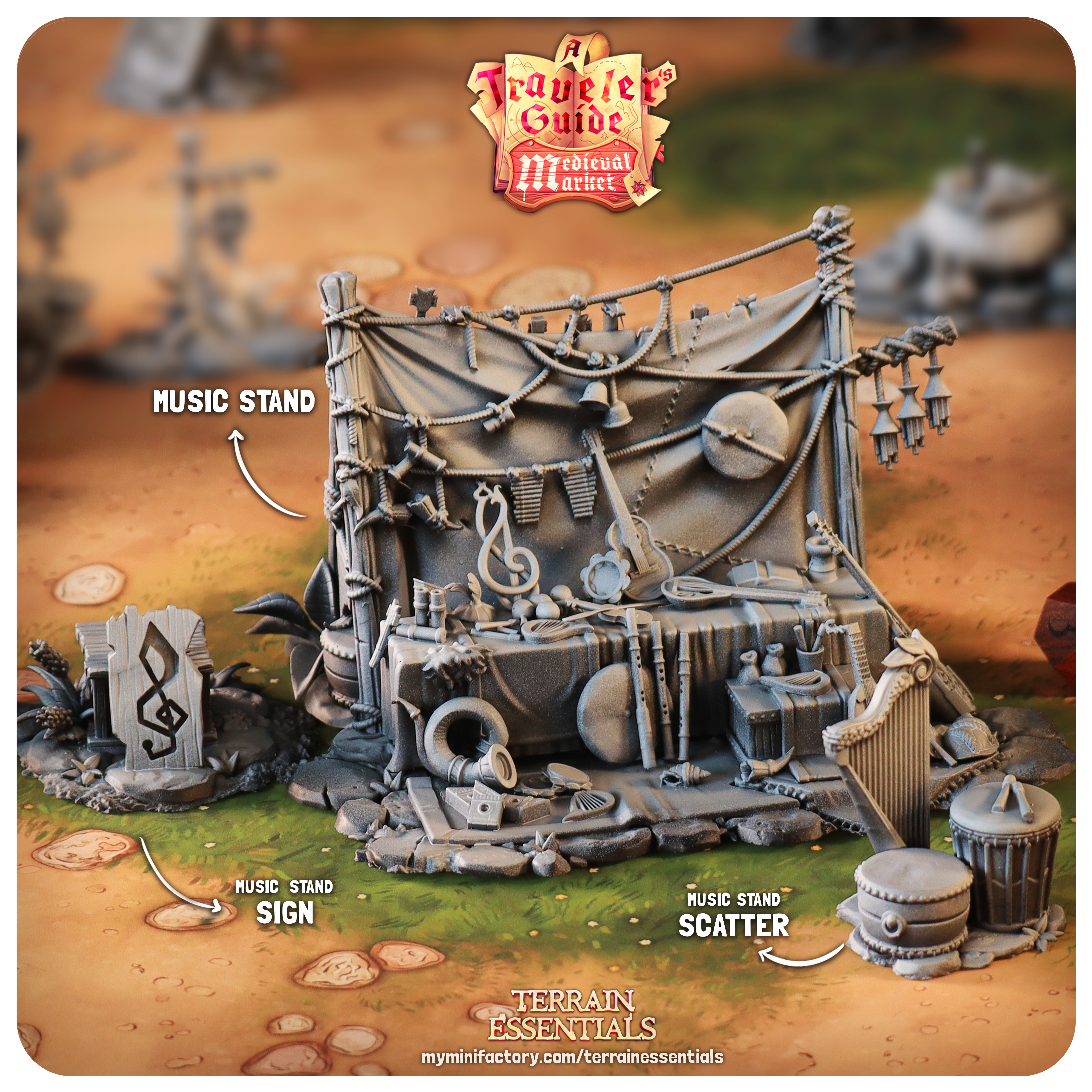 Medieval Market Terrain - Music Stand (Pre-Supported)