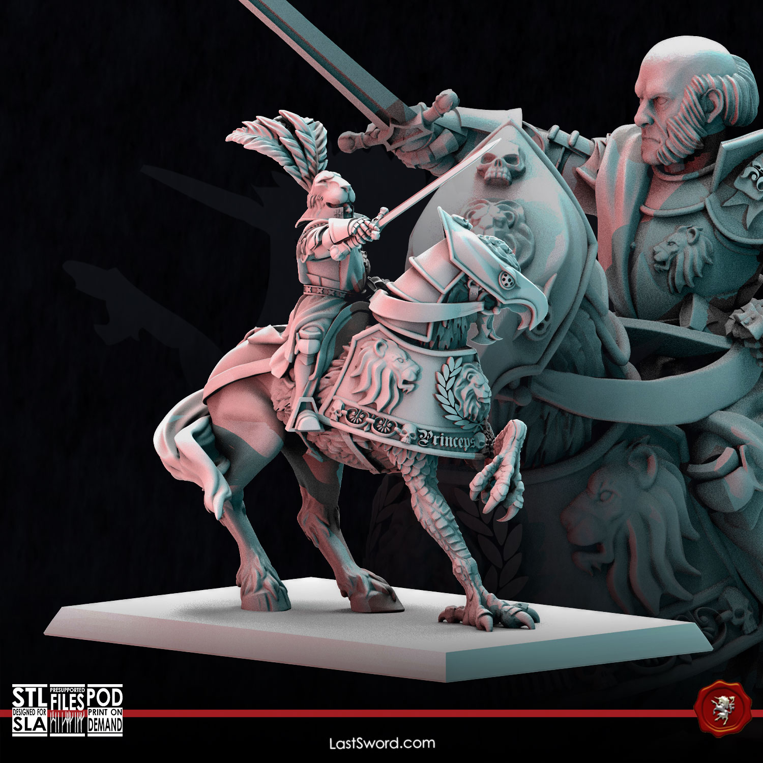 Lord Arcadius on Hippogriph | Pre-Supported | 30mm High Kingdom