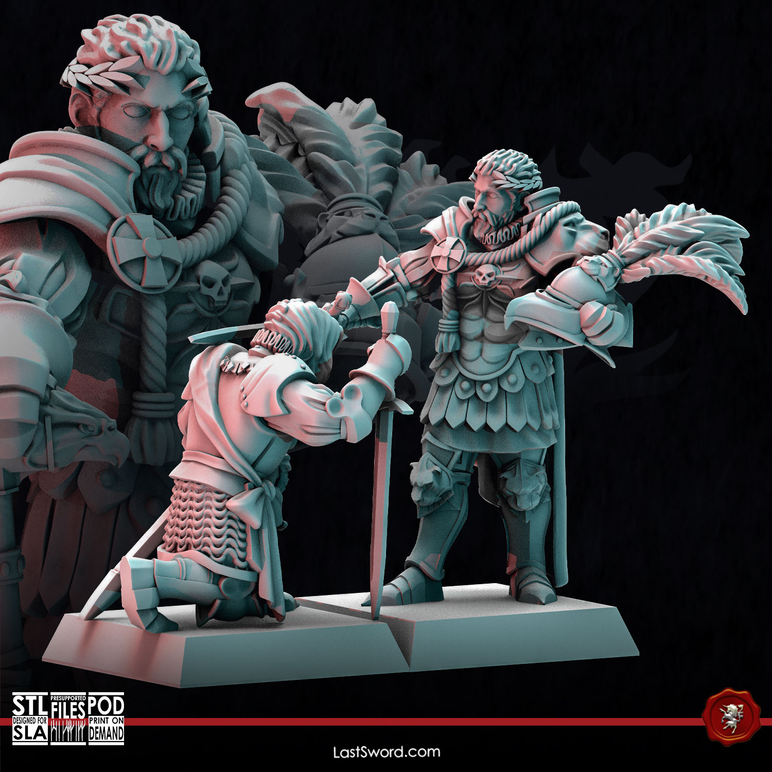 High King and Kneeling Knight | Pre-Supported | 30mm High Kingdom
