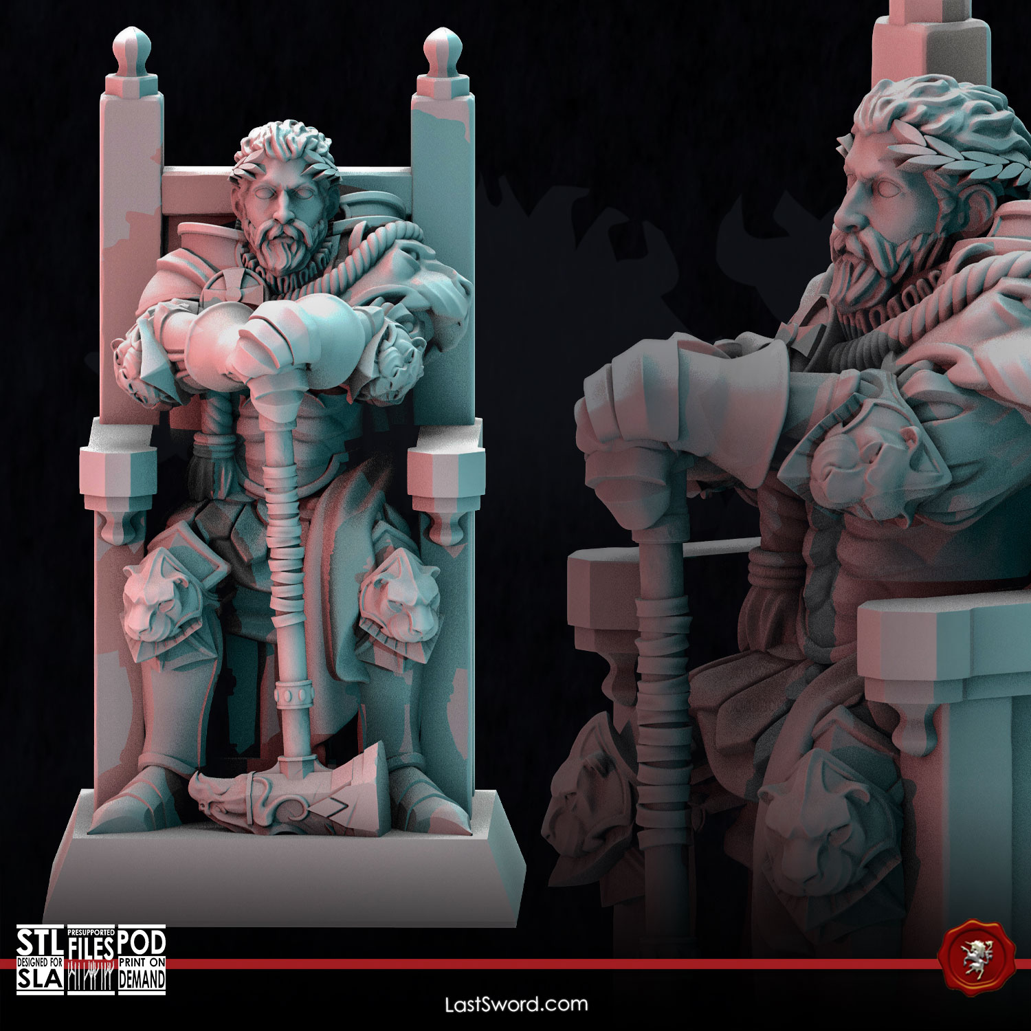 High King on Throne | Pre-Supported | 30mm High Kingdom