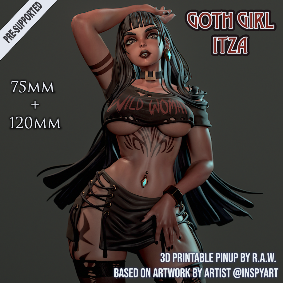 Goth Girl Itza - 75mm and 120mm Pin-Up