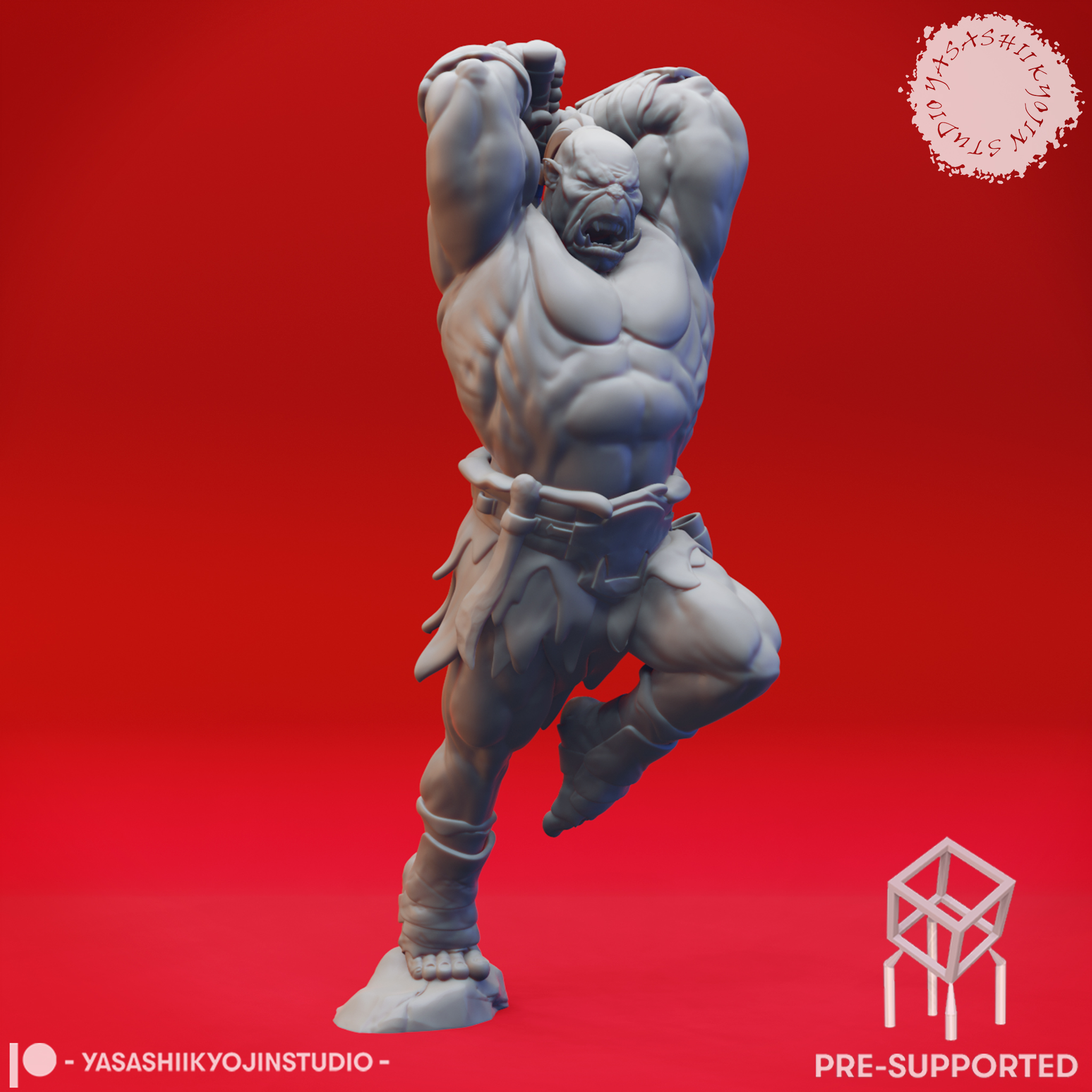 Leaping Orc - Tabletop Miniature (Pre-Supported)