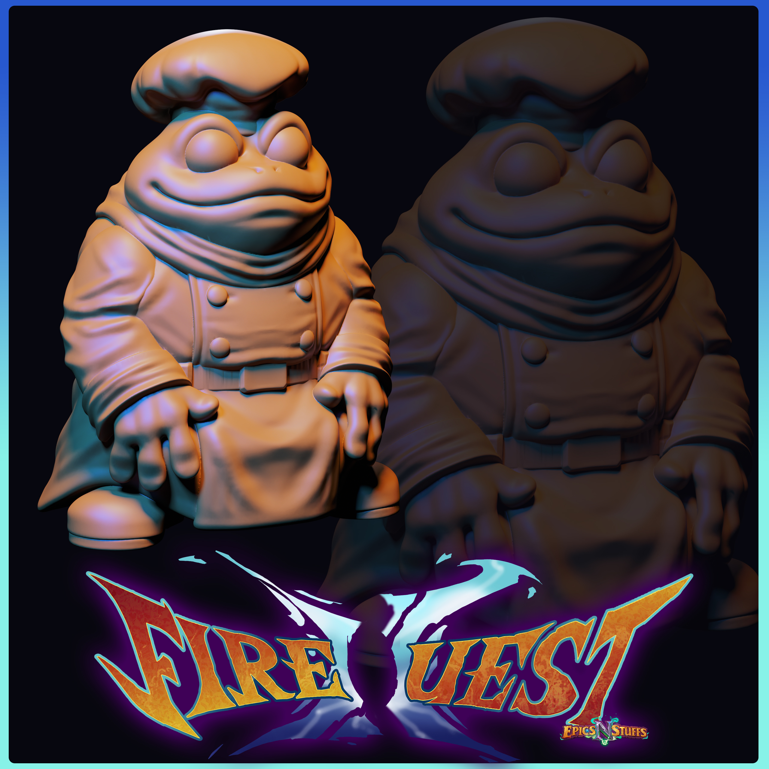 Frog Chef, Fire Quest II Miniature/Statue - Pre-Supported