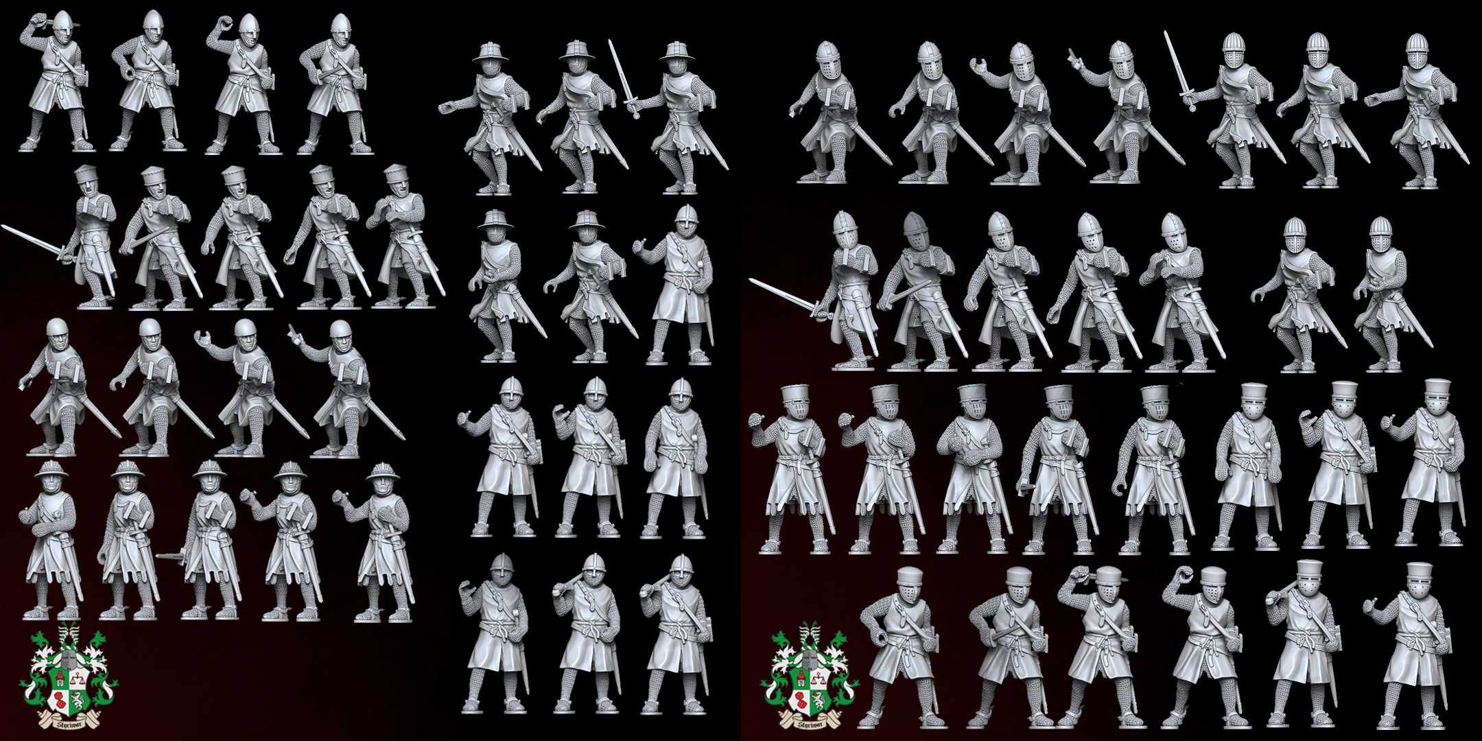 12th-13th Century Foot Knights Complete Set (over 60 Options)