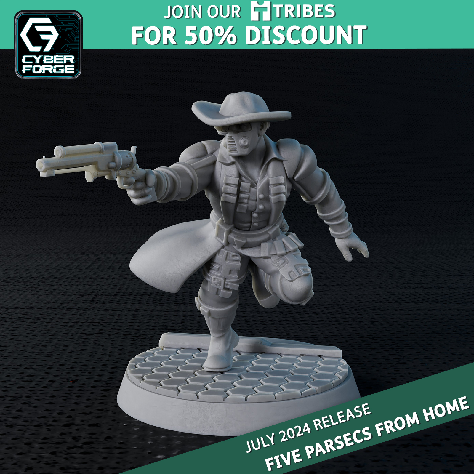 Hakshan Explorer Hero - Five Parsecs From Home - Cyber Forge Miniatures