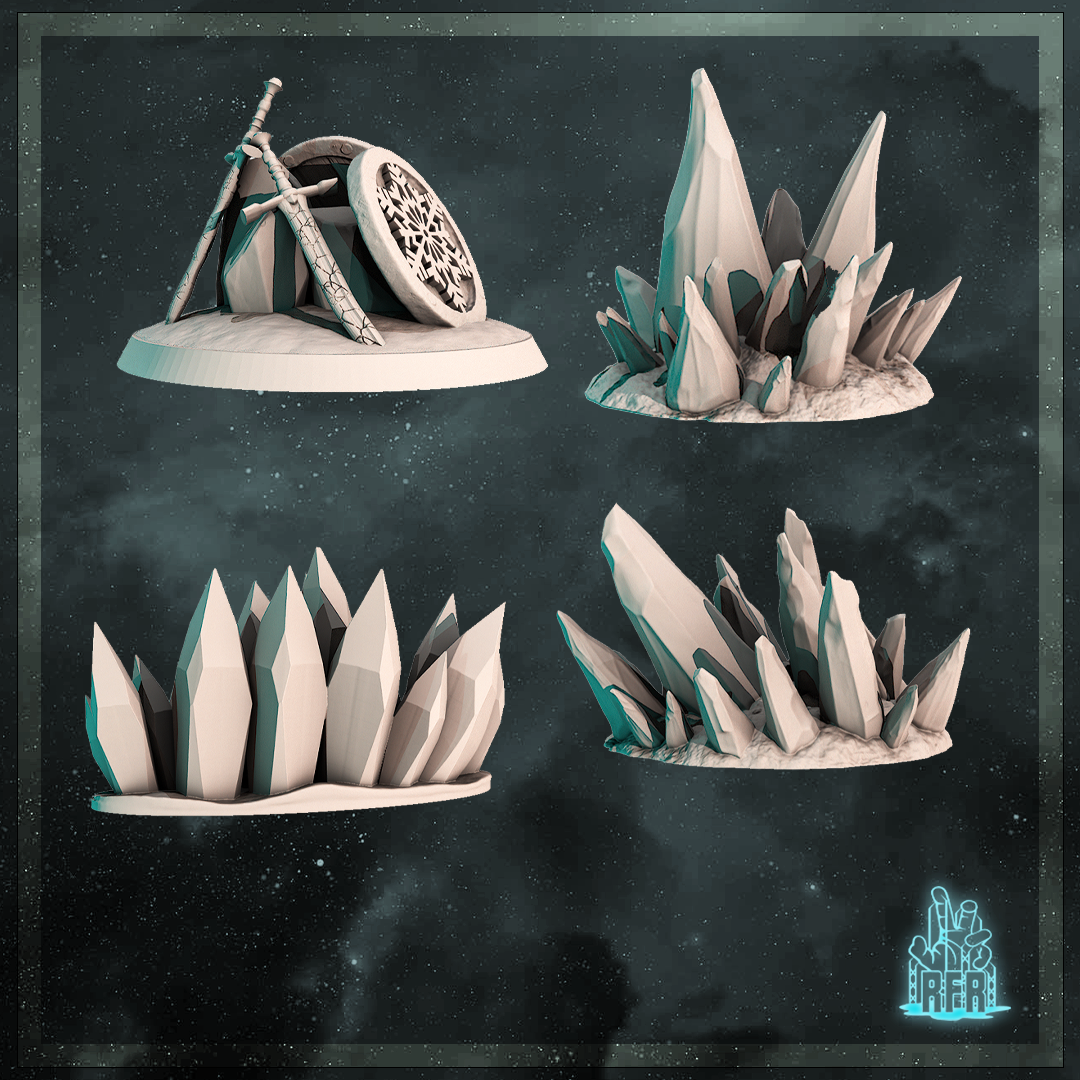 Ice scatter terrain - Tabletop miniature (Pre-Supported)