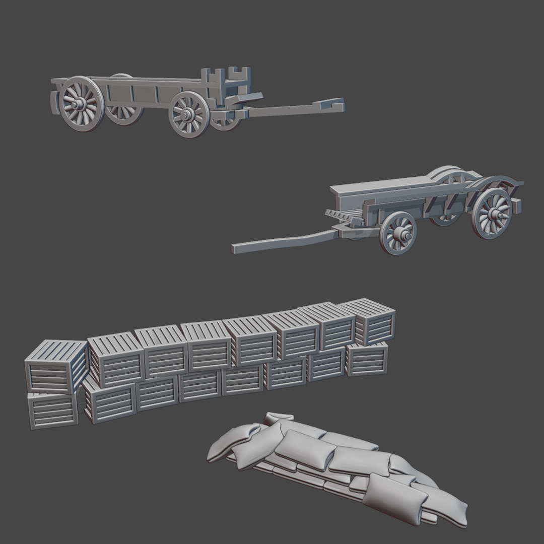 British Zulu War Wagons, Barricades & Mealie Bags with Blender File 1879 ZU-GB-7