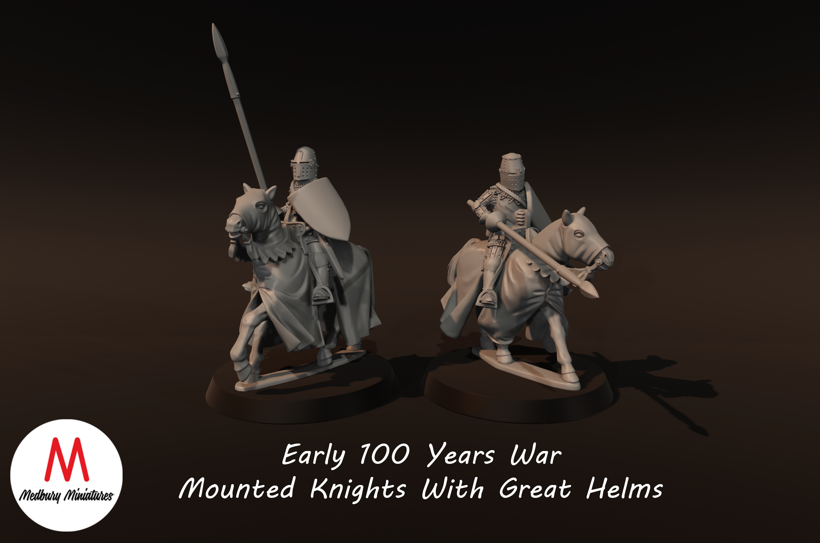Early 100yw Mounted Knights With Great Helms