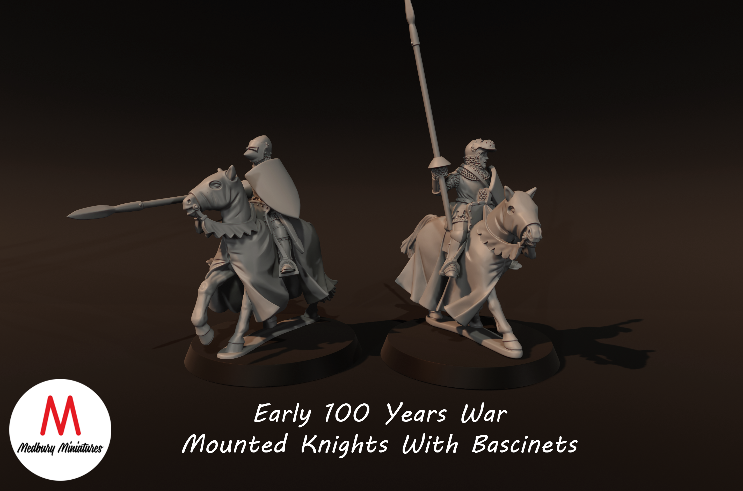 Early 100yw Mounted Knights With Bascinets